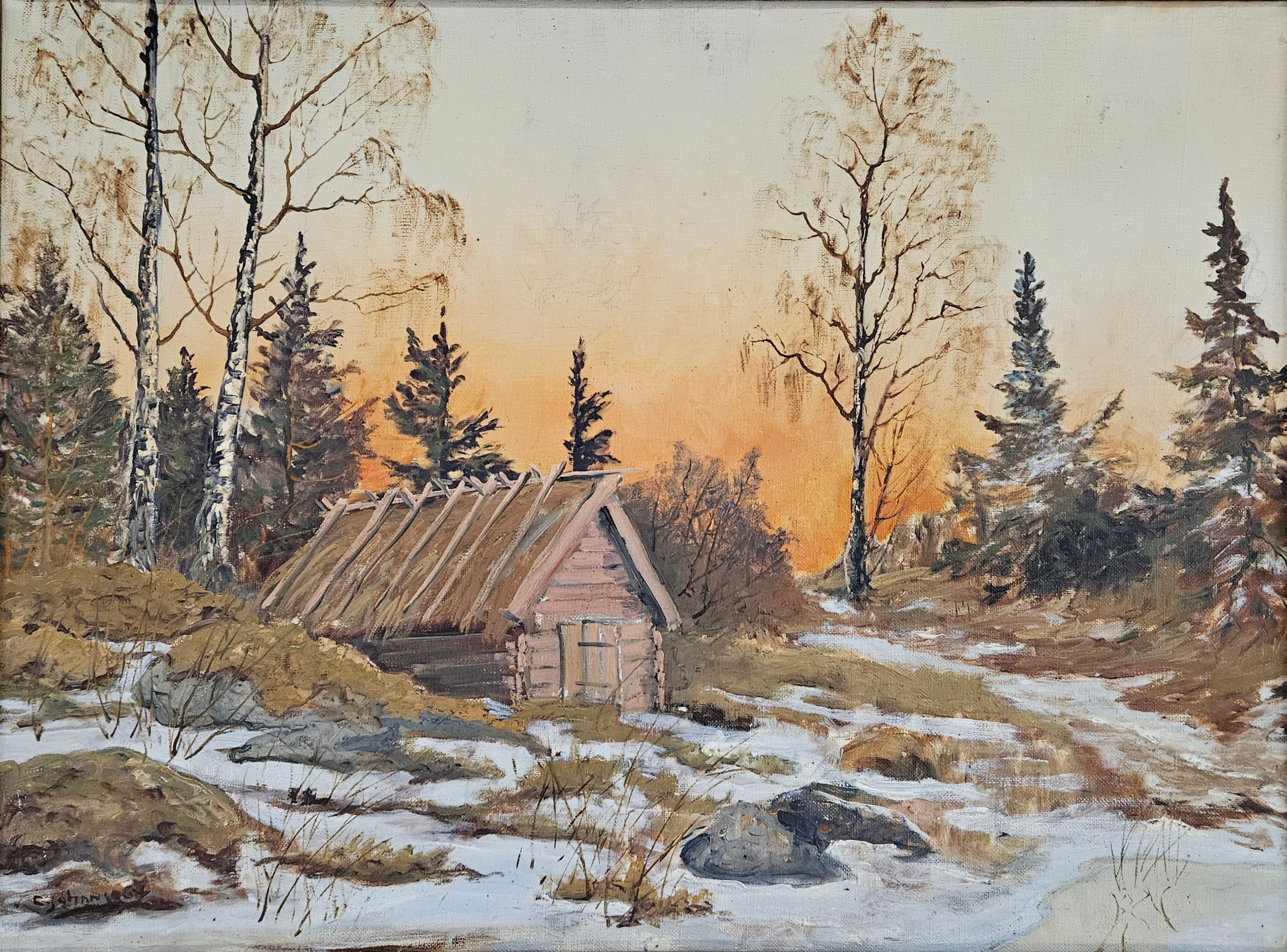 OIDENTIFIERAD KONSTNÄR. Olja på duk, signerad C. Johansson.