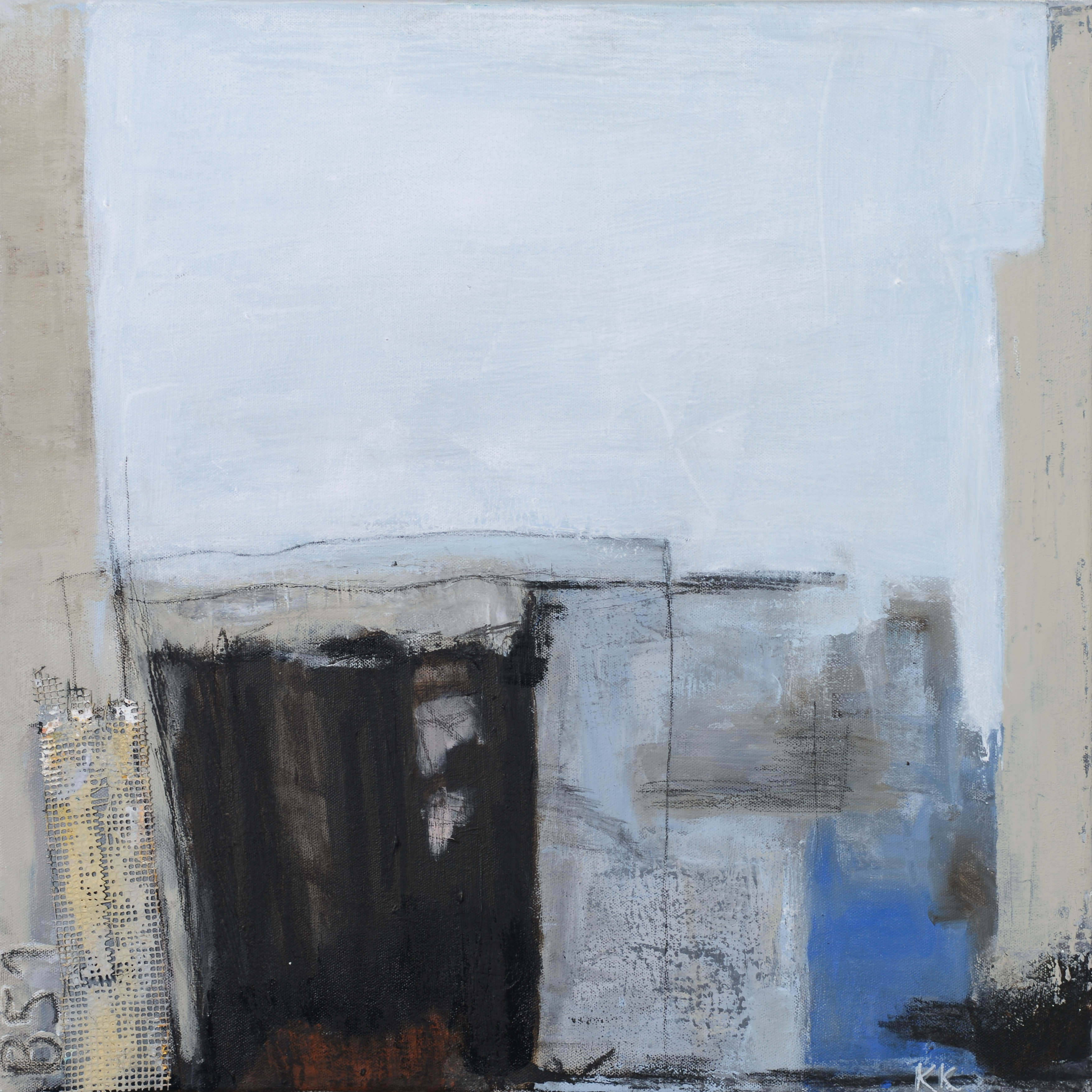 KIA KINELL. Komposition, olja på duk, signerad KK, 1900/2000-tal.