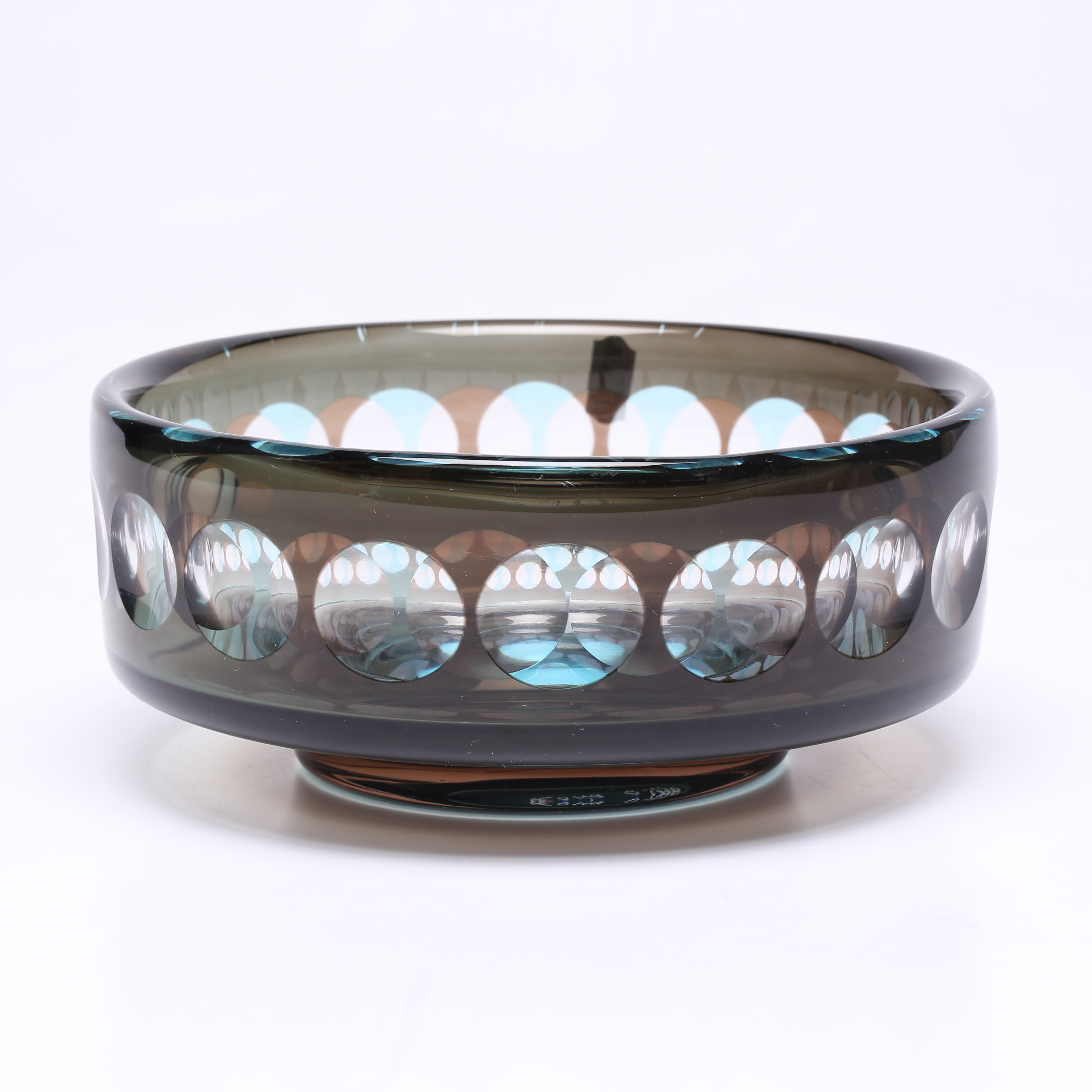 OWE SANDEBERG. Skål, glas, överfång, Kosta, signerad.