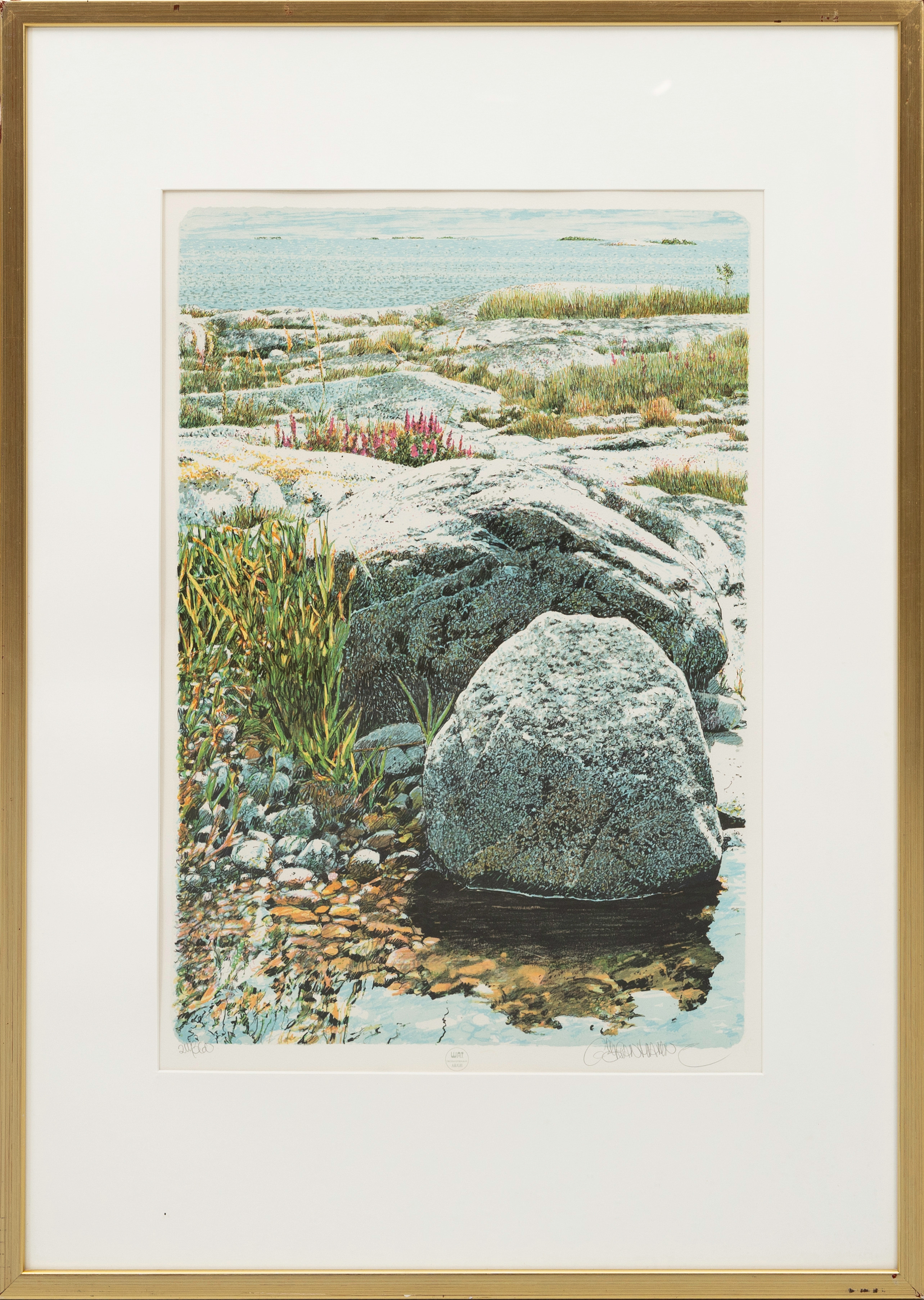 GÖRAN HAHNE. Skärgårdsmotiv, färglitografi signerad och numrerad 211/360.