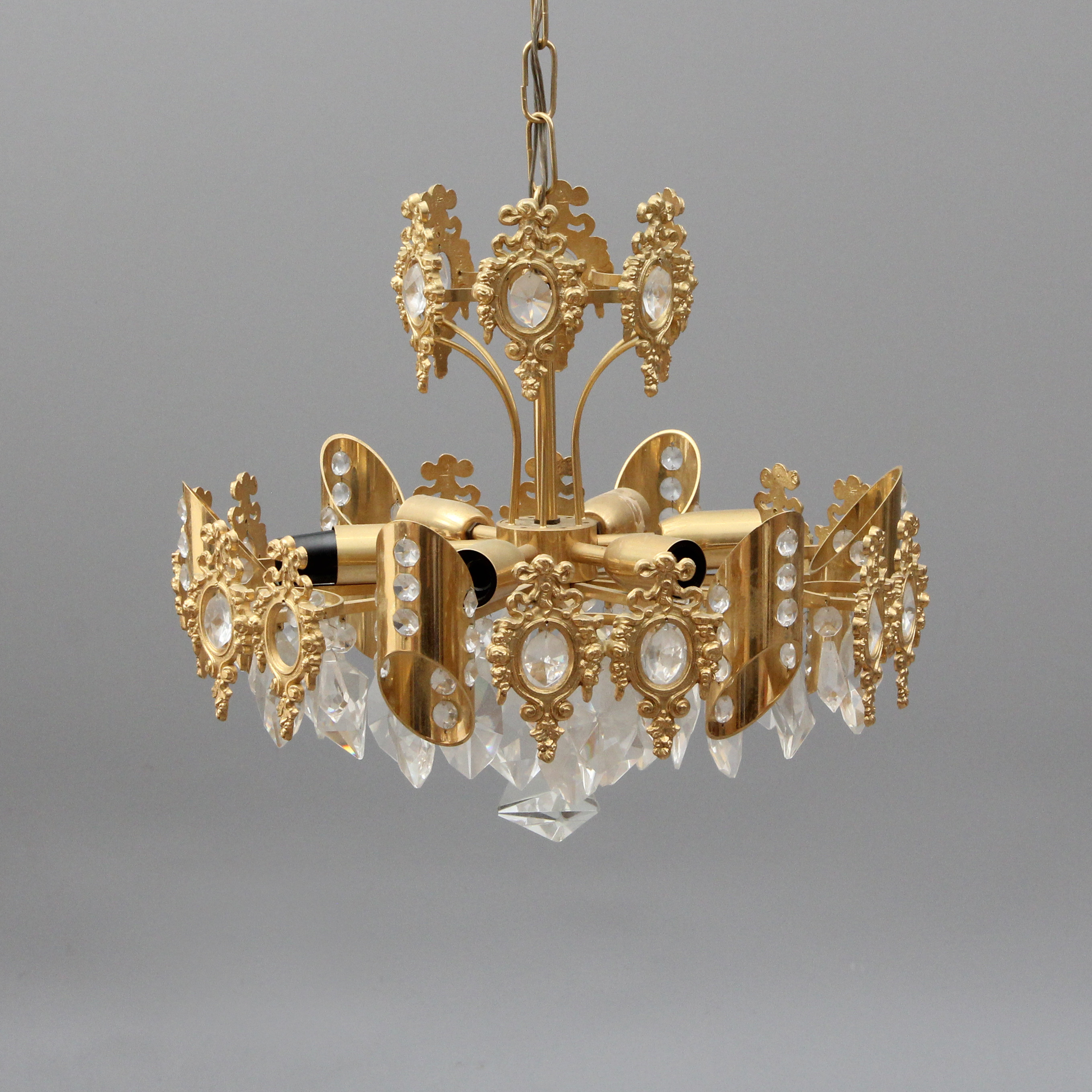 TAKLAMPA, glas/metall, 1900-tal.