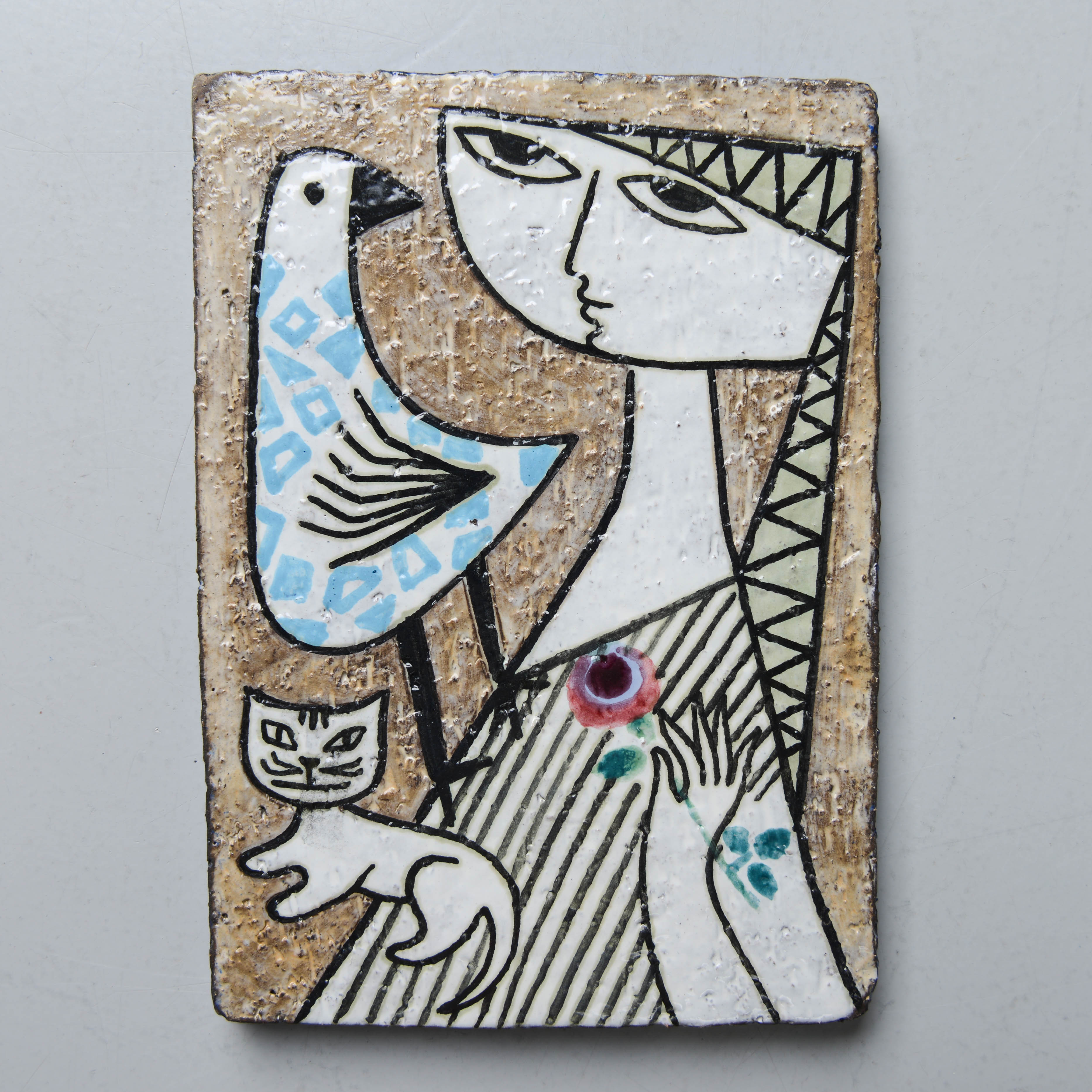 MARI SIMMULSON. Väggplakett, modell 4250, Upsala Ekeby, 1956-58.