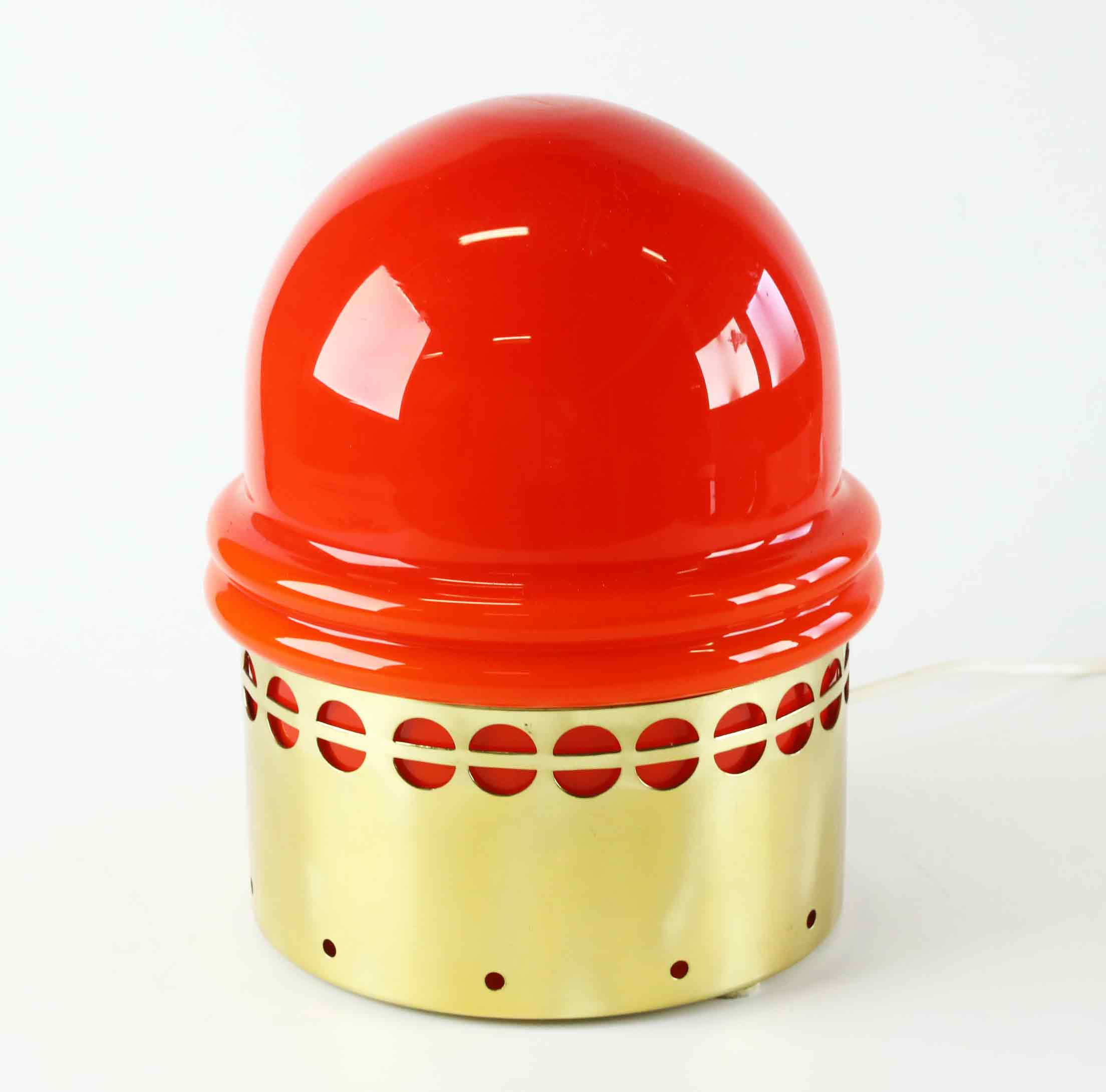 BORDSLAMPA, glas, mässing, Aneta Belysning, Växjö, 1970-tal.