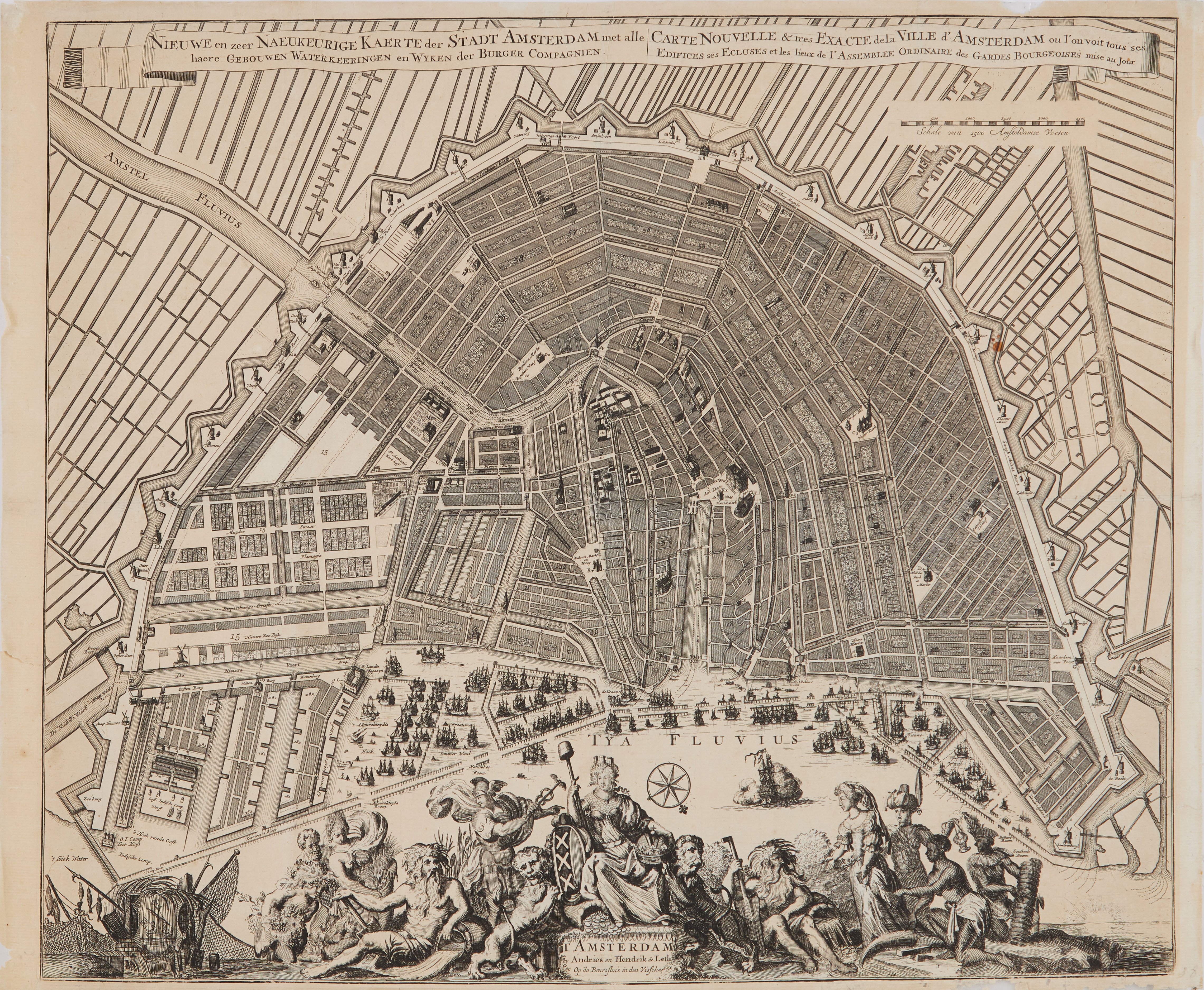 MAP OF AMSTERDAM by VISSCHER, C. 1726.