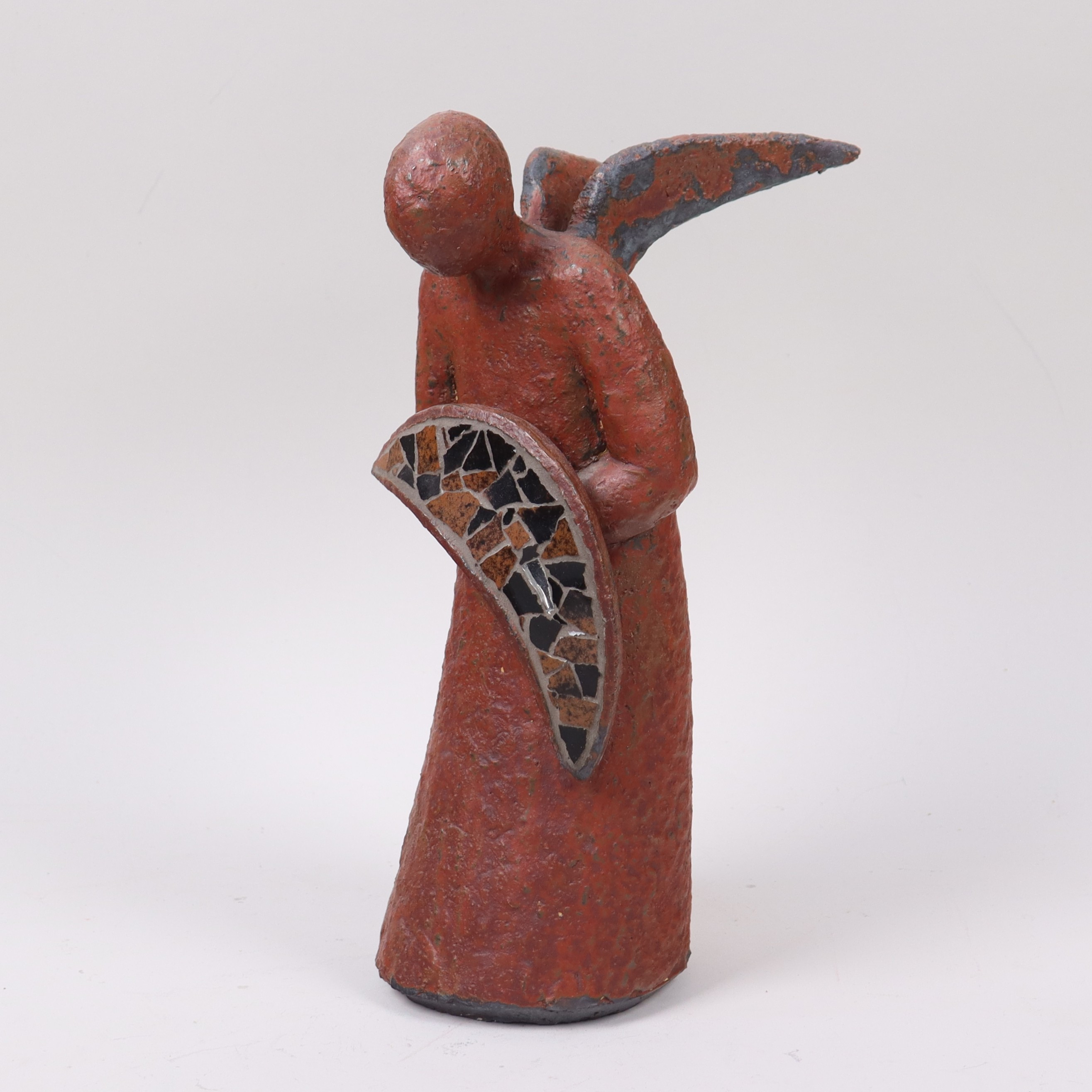 GETTHEN HOLM (1946-2015), Lund, ängel med sköld, stengods.