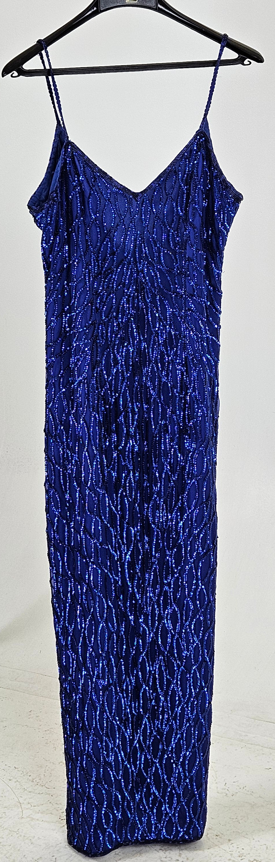 KLÄNNING, med paljettbroderier, Laurence Kazar, New York, 1980/90-tal.