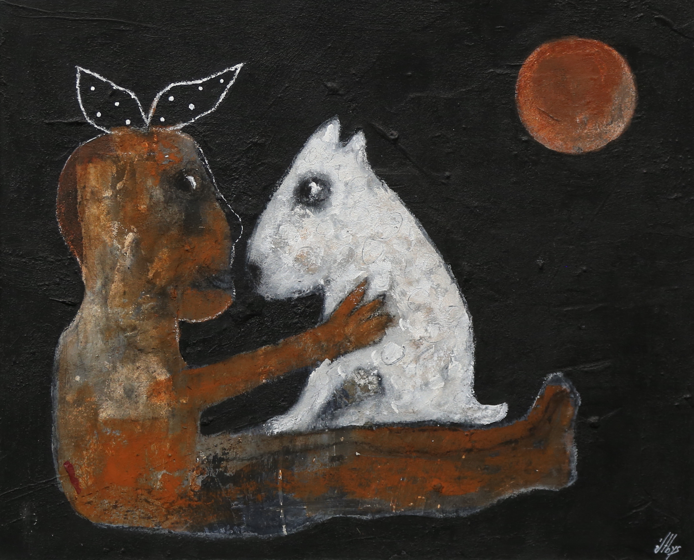 INGMARIE UTBYS. olja på pannå, "Liten tröst" II signerad.