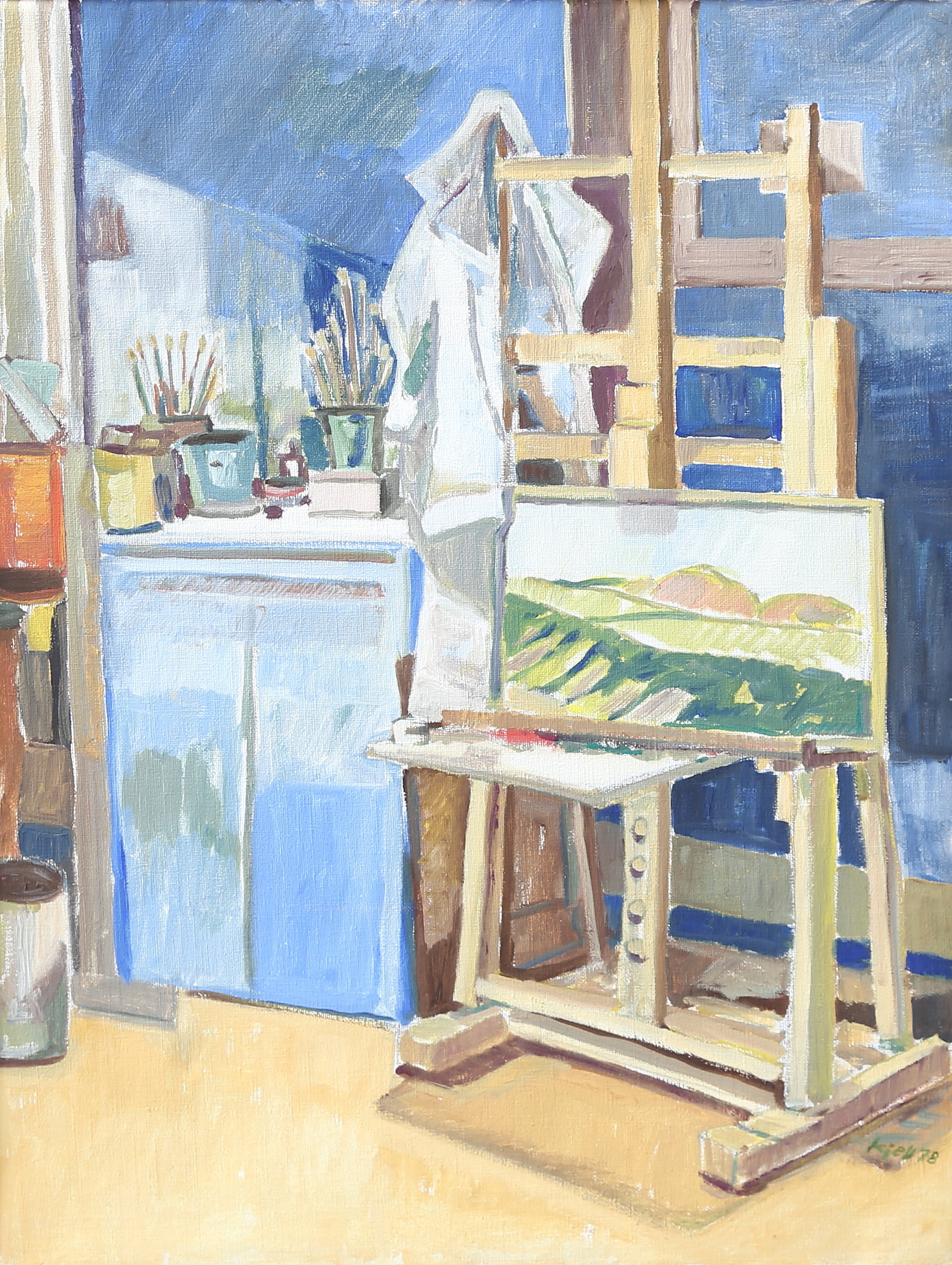 KJELL ANDERSSON. olja på duk, "Ateljeinteriör II", signerad och daterad 78.