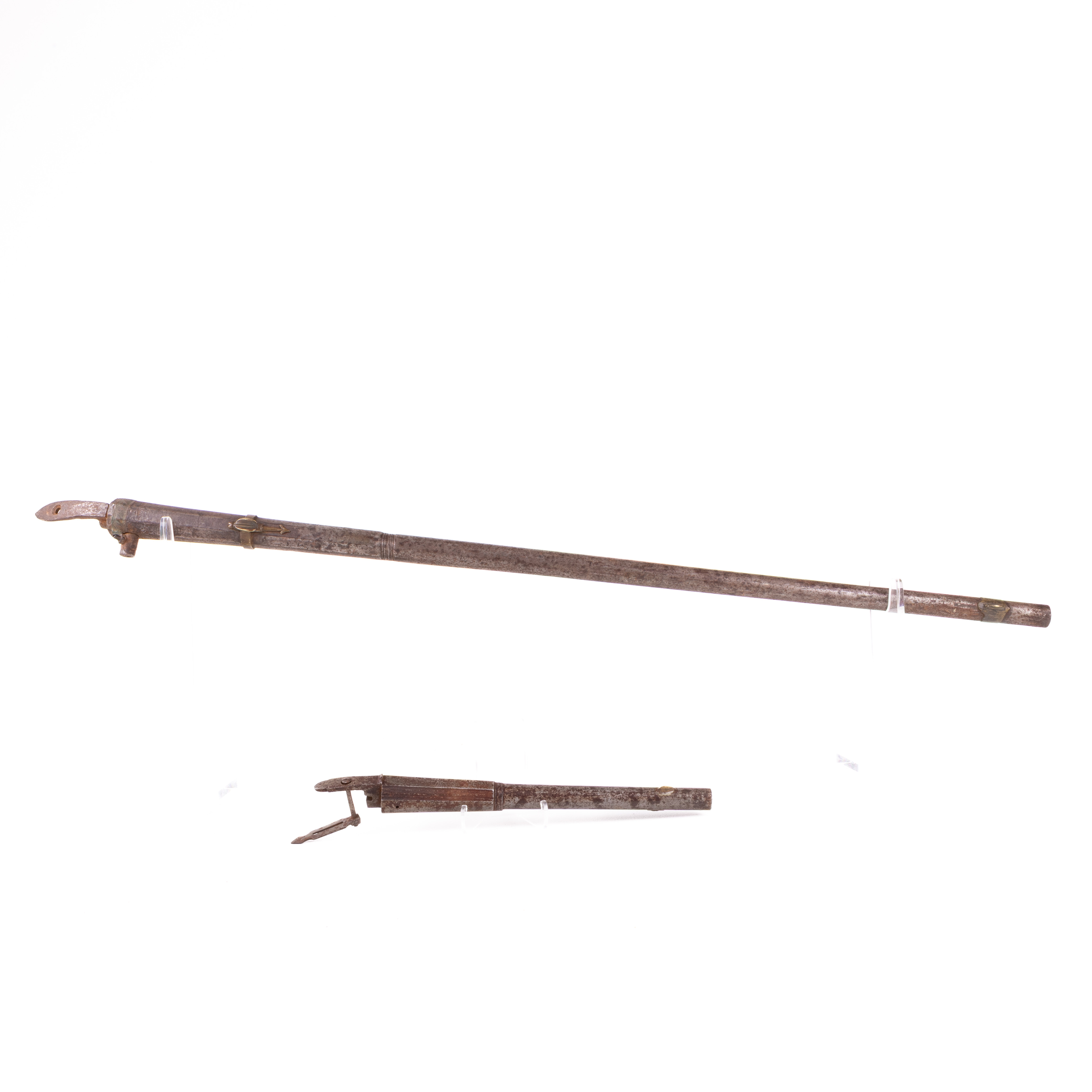 PIPOR, 2 st, räfflad och pistol, Sverige, 1700-tal.