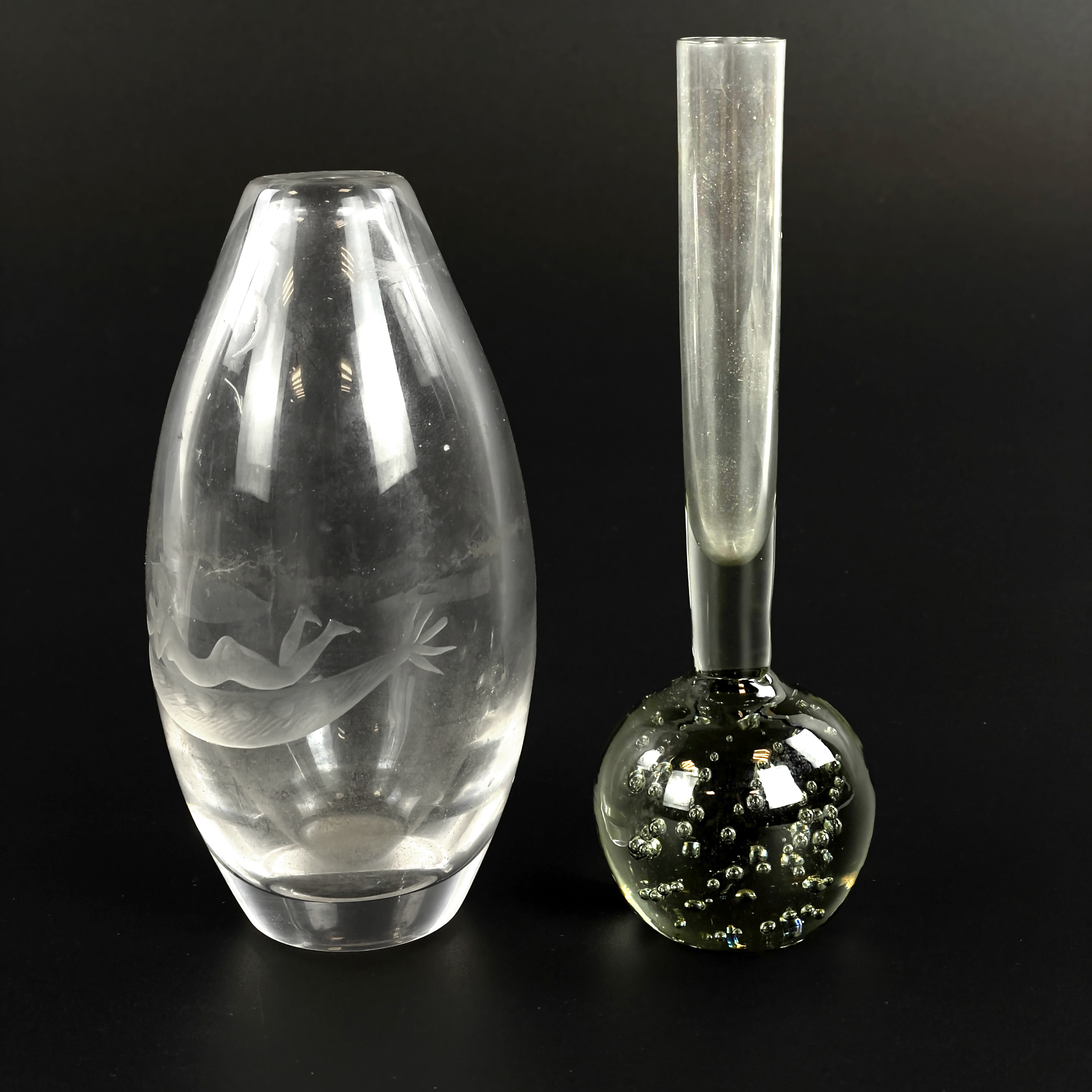 VASER, 2 st, glas, bl a Orrefors.