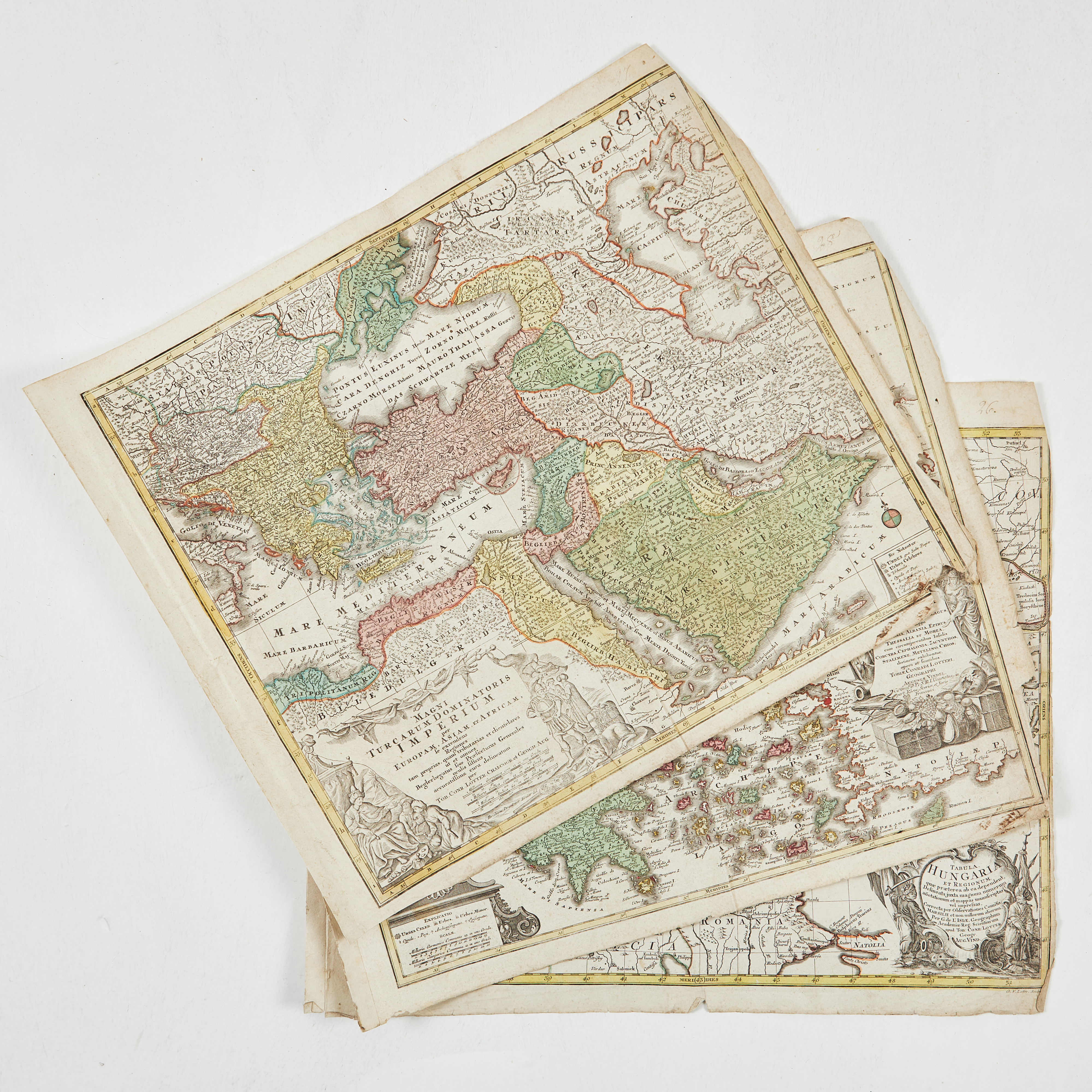 KARTOR GREKLAND, UNGERN OCH TURKIET AV LOTTER, 3 ST.