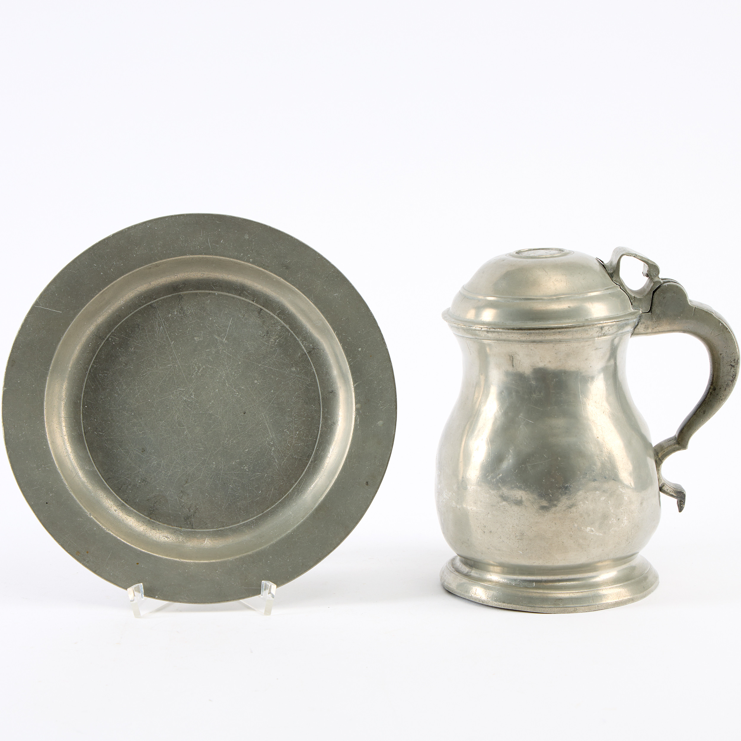 FAT SAMT DRYCKESSTOP, fatet av Nicolaus Justelius, Eksjö tidigt 1800-tal, fyrstämplat. Tenn.