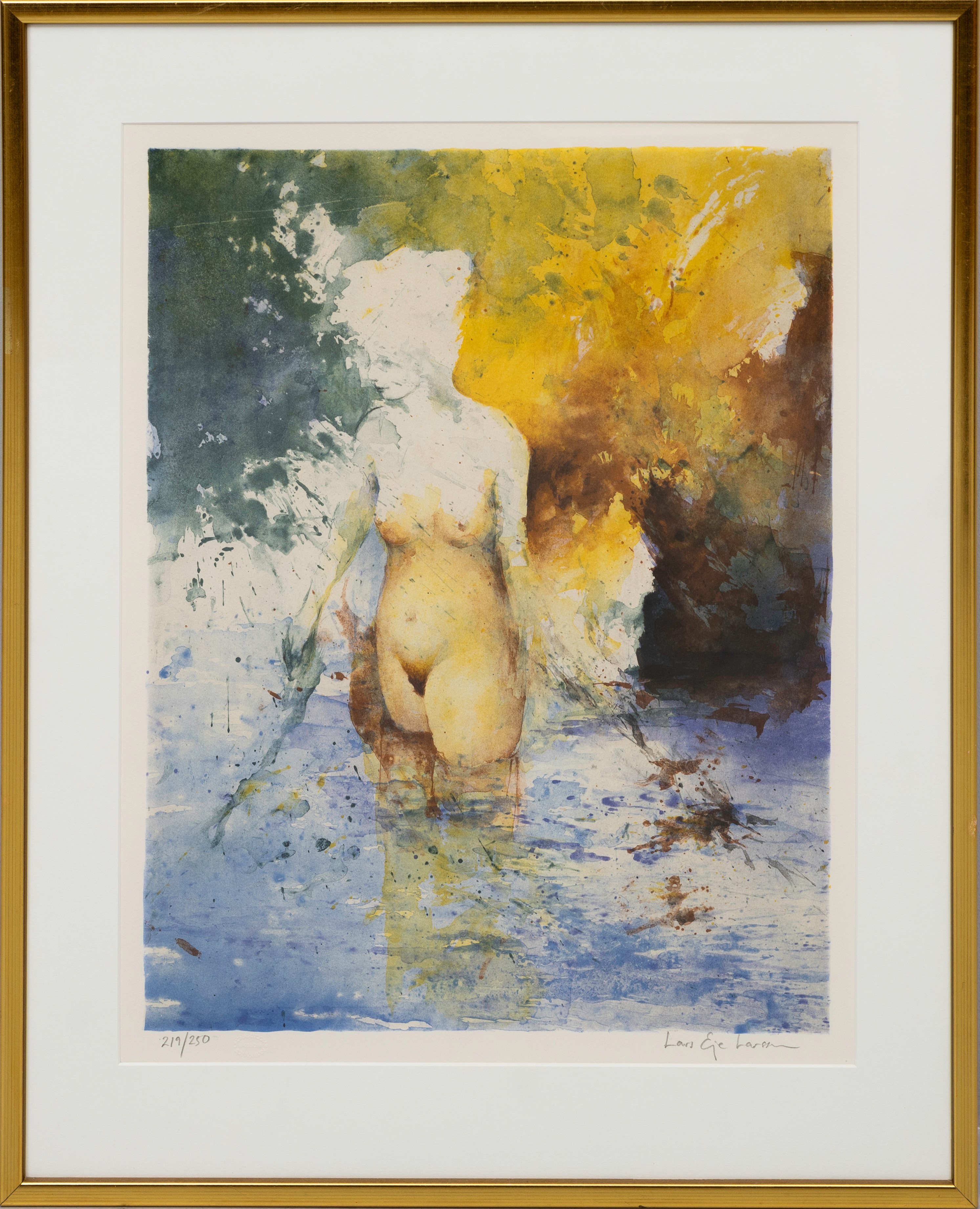 LARS EJE LARSSON. "Nakenbad", färglitografi, signerad och numrerad, 219/250.