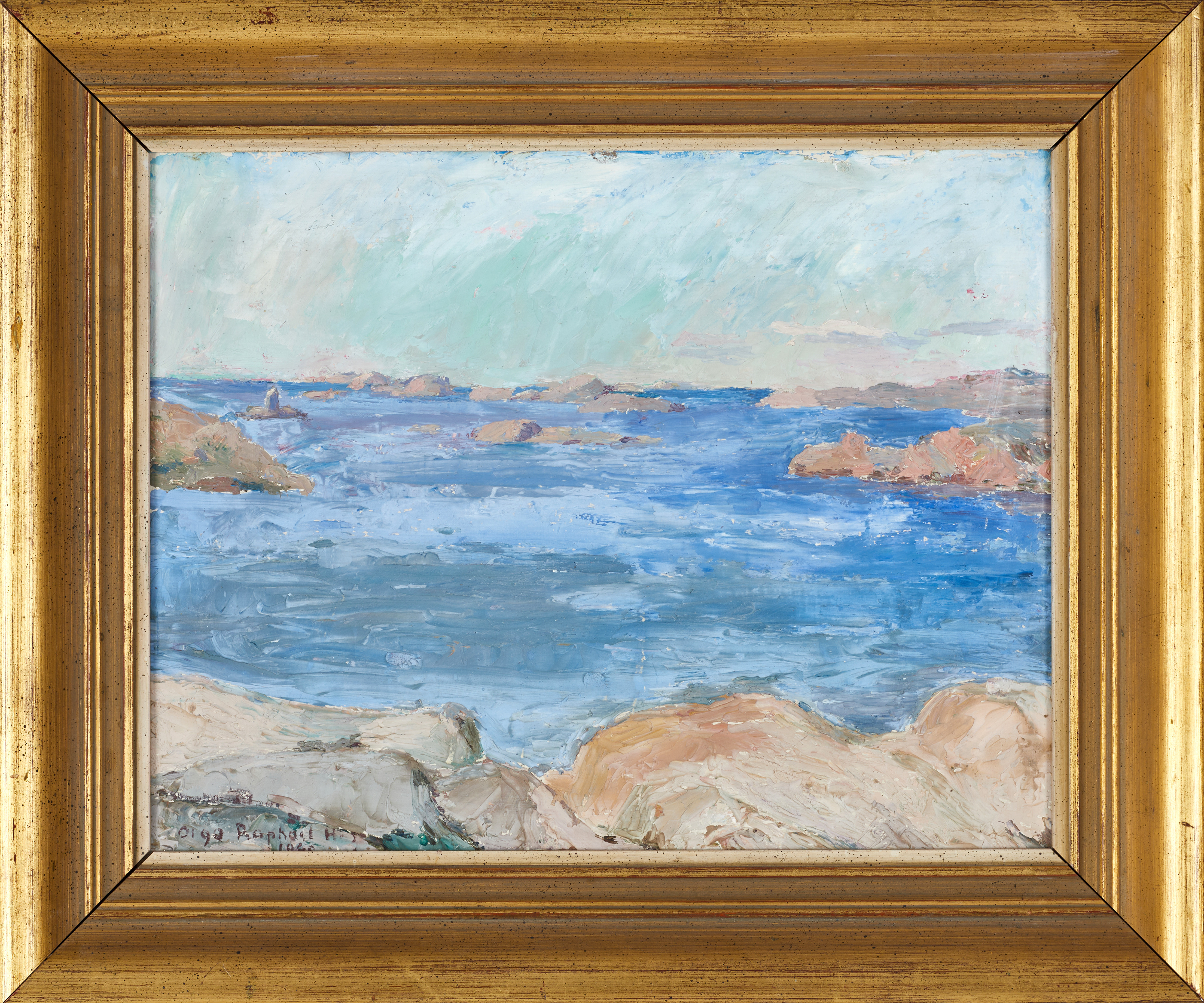 OLGA RAPHAEL-HALLENCREUTZ (1887-1967). Skärgårdslandskap, olja på pannå, signerad och daterad 1949.