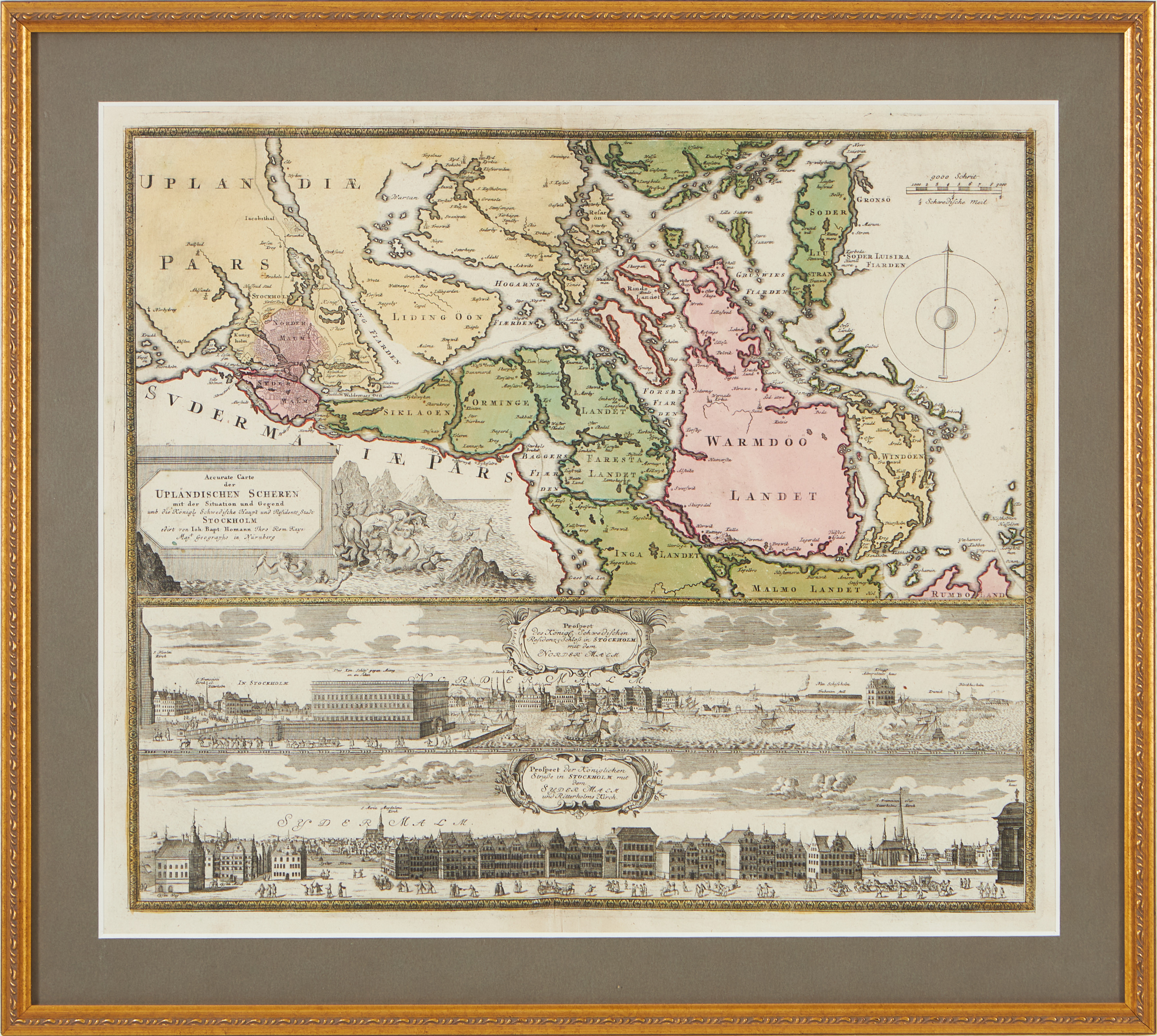 KARTA ÖVER STOCKHOLM AV HOMANN, ca 1720-30.