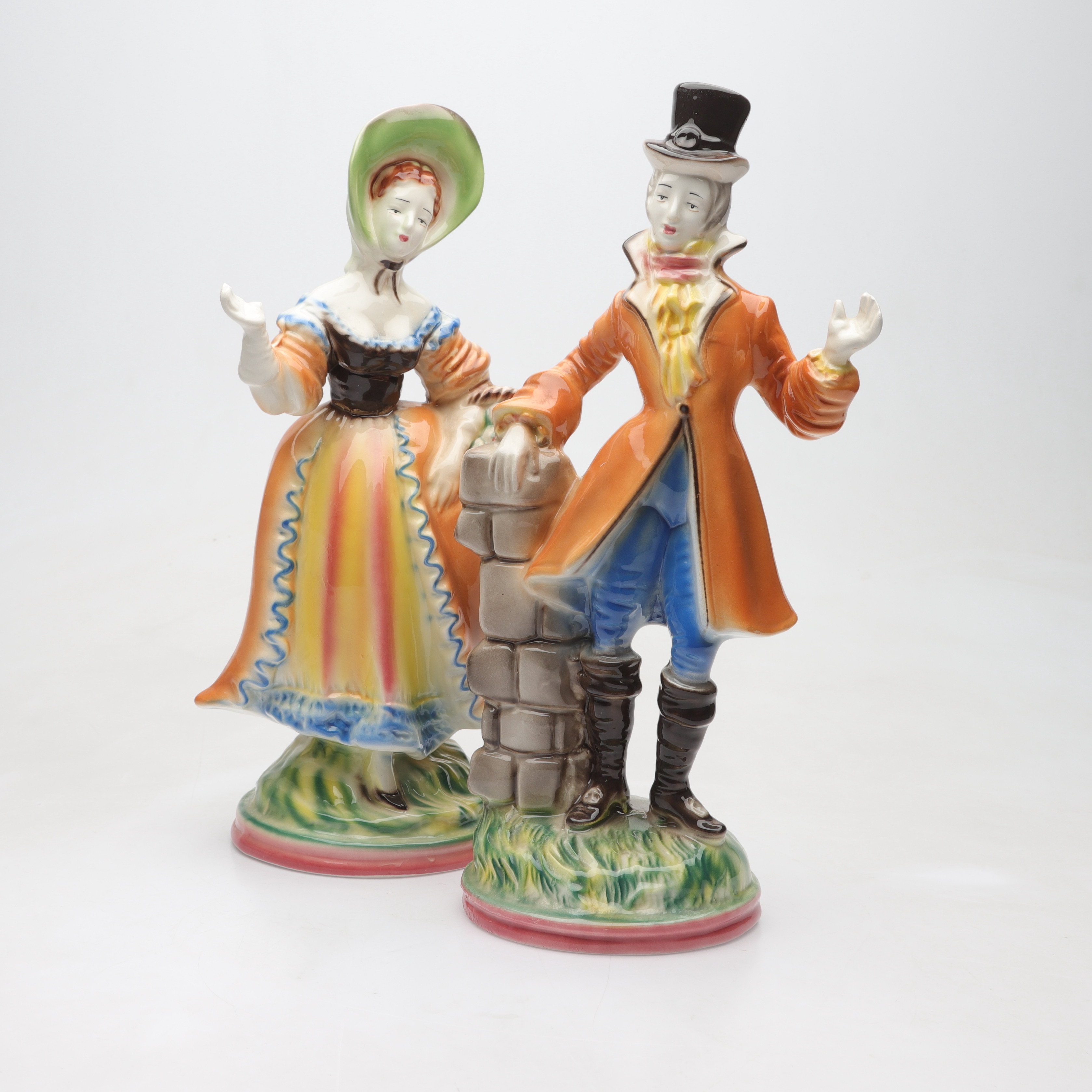 FIGURINER, 2 st, keramik, troligen Staffordshire, England.