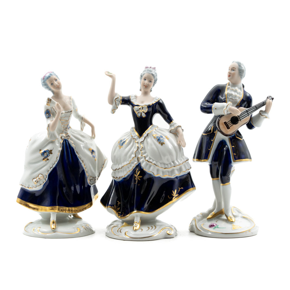 ROYAL DUX. Figuriner, Porslin, 1950-tal, 3 delar.