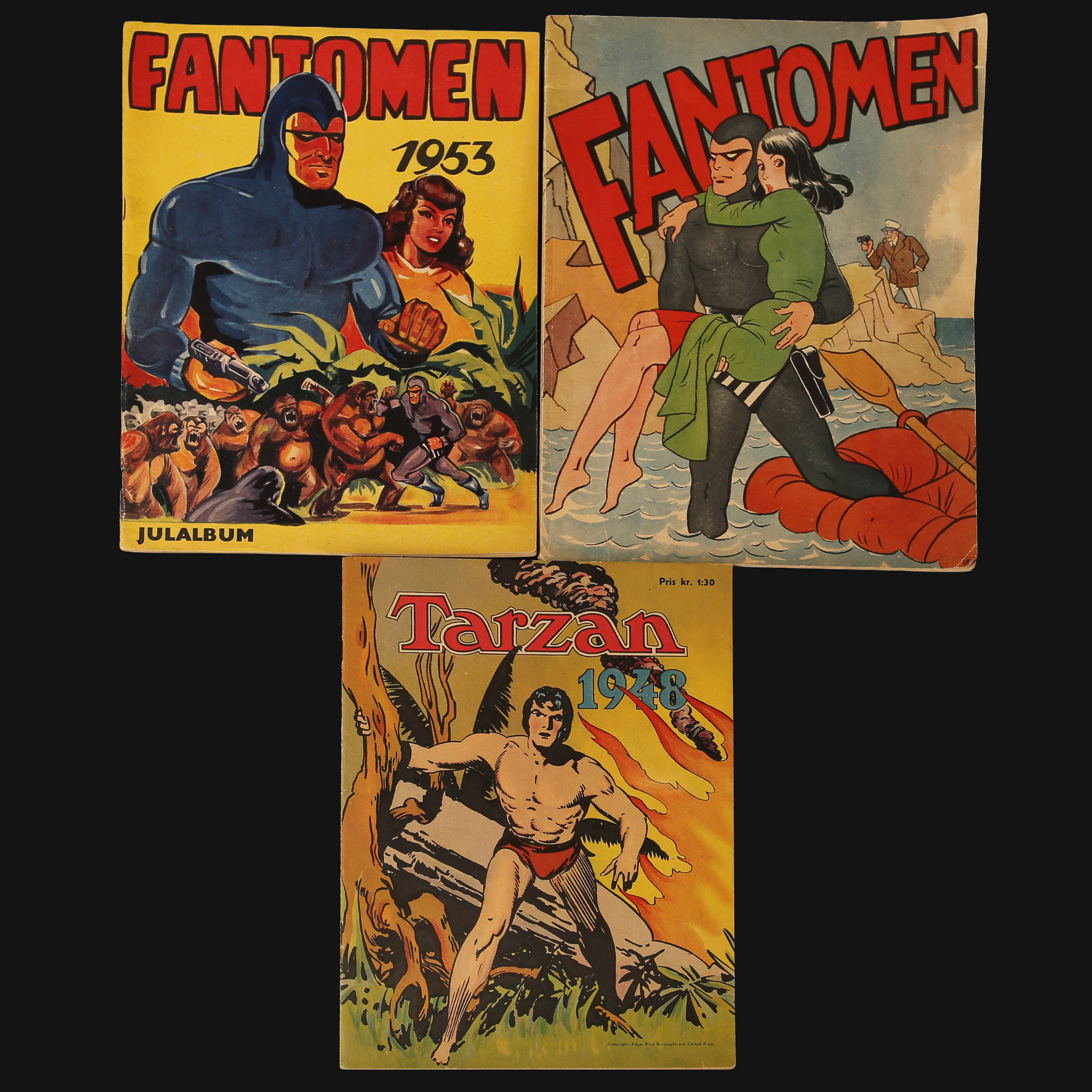 SERIETIDNINGAR, Fantomen 1948 & 1948, Tarzan 1948, Julalbum.