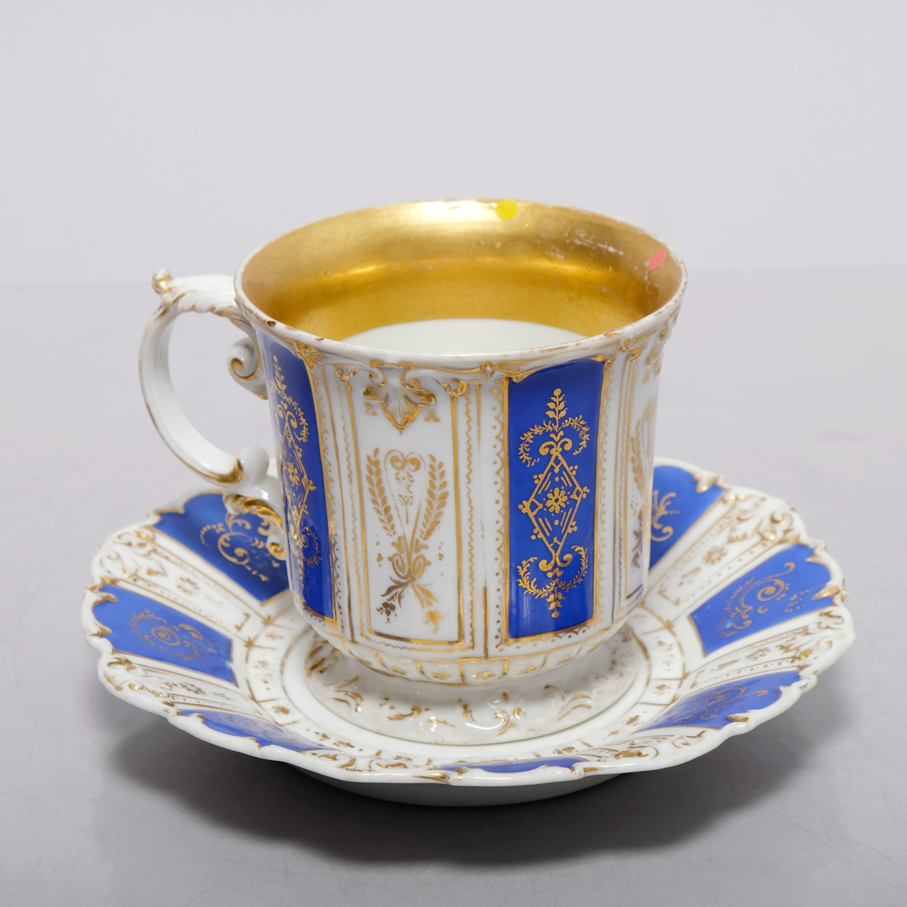 Tekopp med fat, Rokkoko/Ampirstil, 1800-tal, 2 delar.