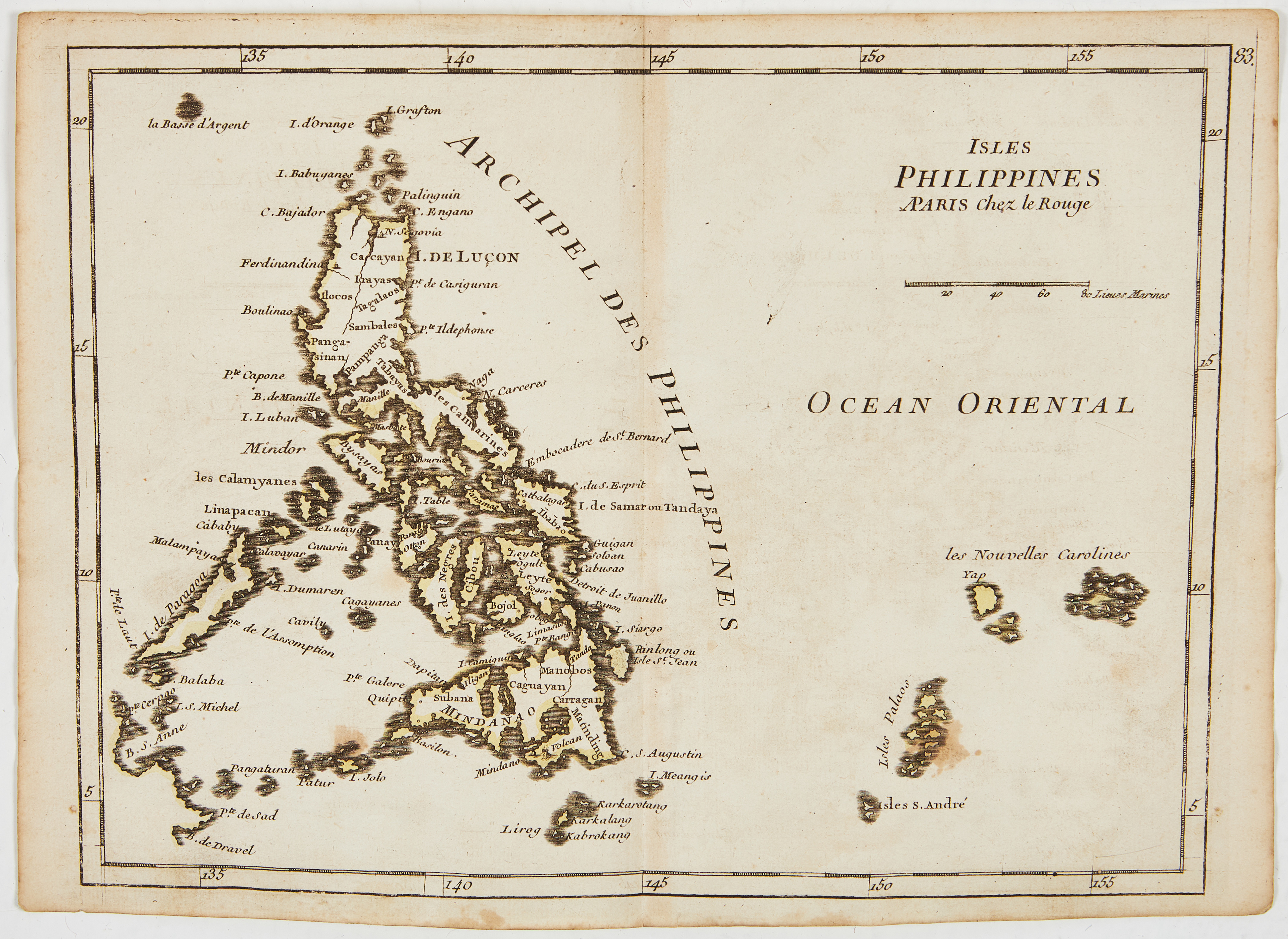MAP OF THE PHILIPPINES BY LE ROUGE, c. 1750.