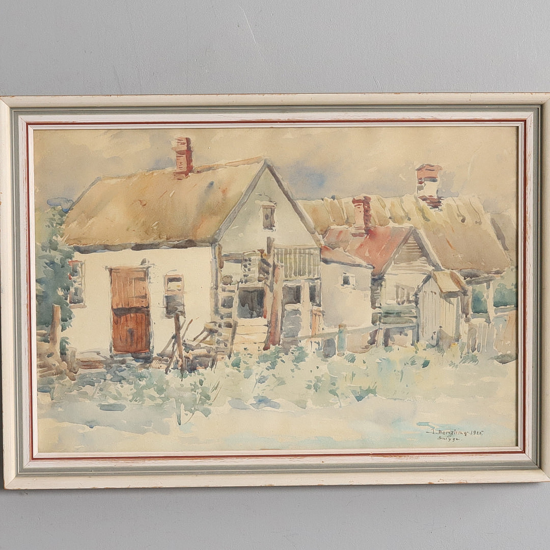 JOHN BERLING. Akvarell på papp, "Smyge", signerad samt daterad -1925.