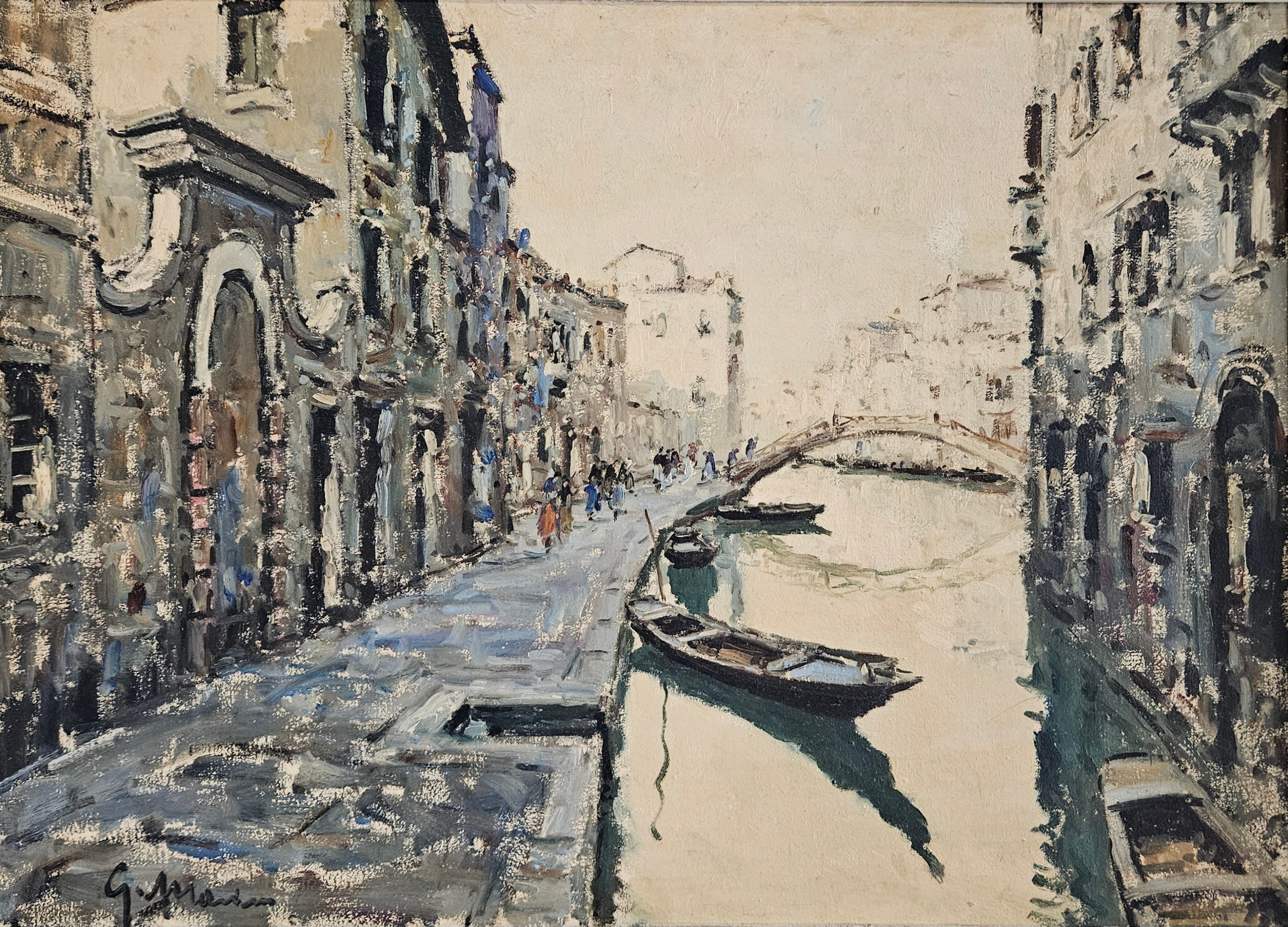 GIUSEPPE MARINO. Motiv från Venedig. Olja på duk, signerad G. Marino.