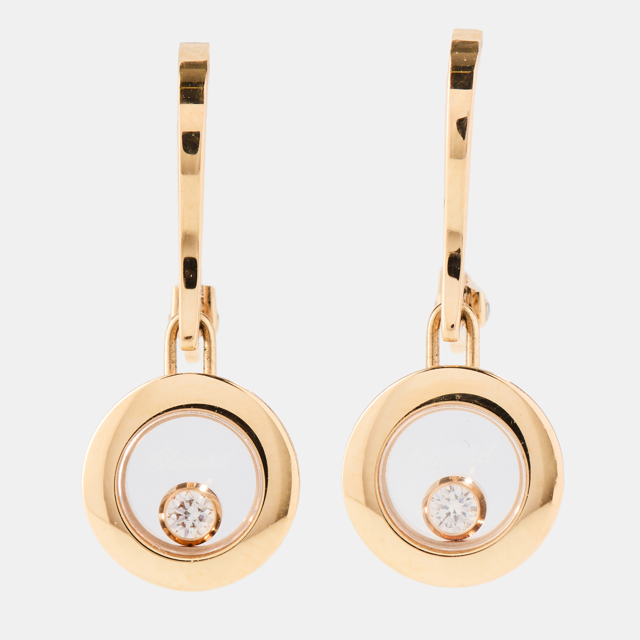 CHOPARD, örhängen, ett par, "Happy Diamonds", 18K roséguld och diamanter, schweiziska och europeiska kontrollstämplar.