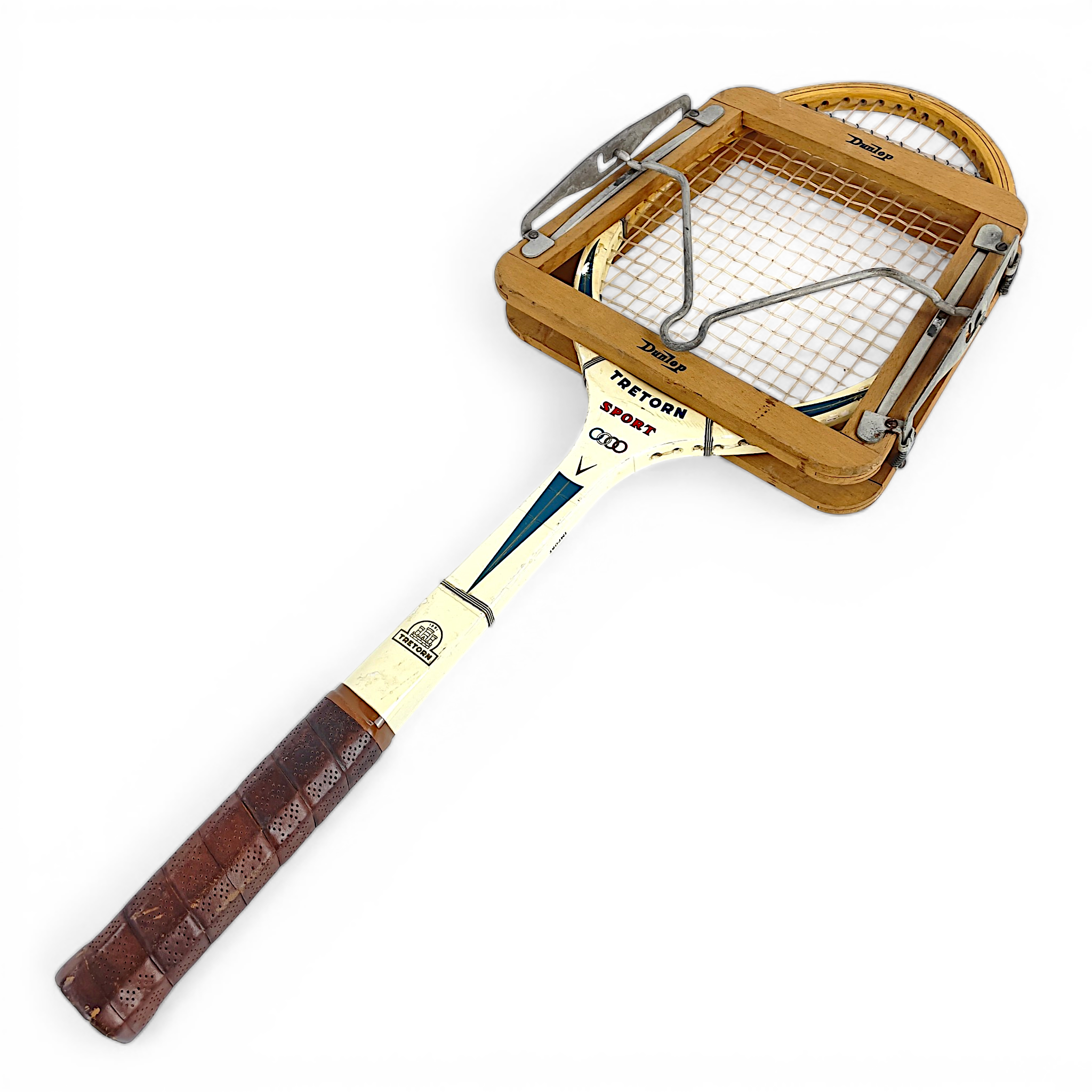 TENNISRACKET. Tretorn, med racketpress, 1900-tal.