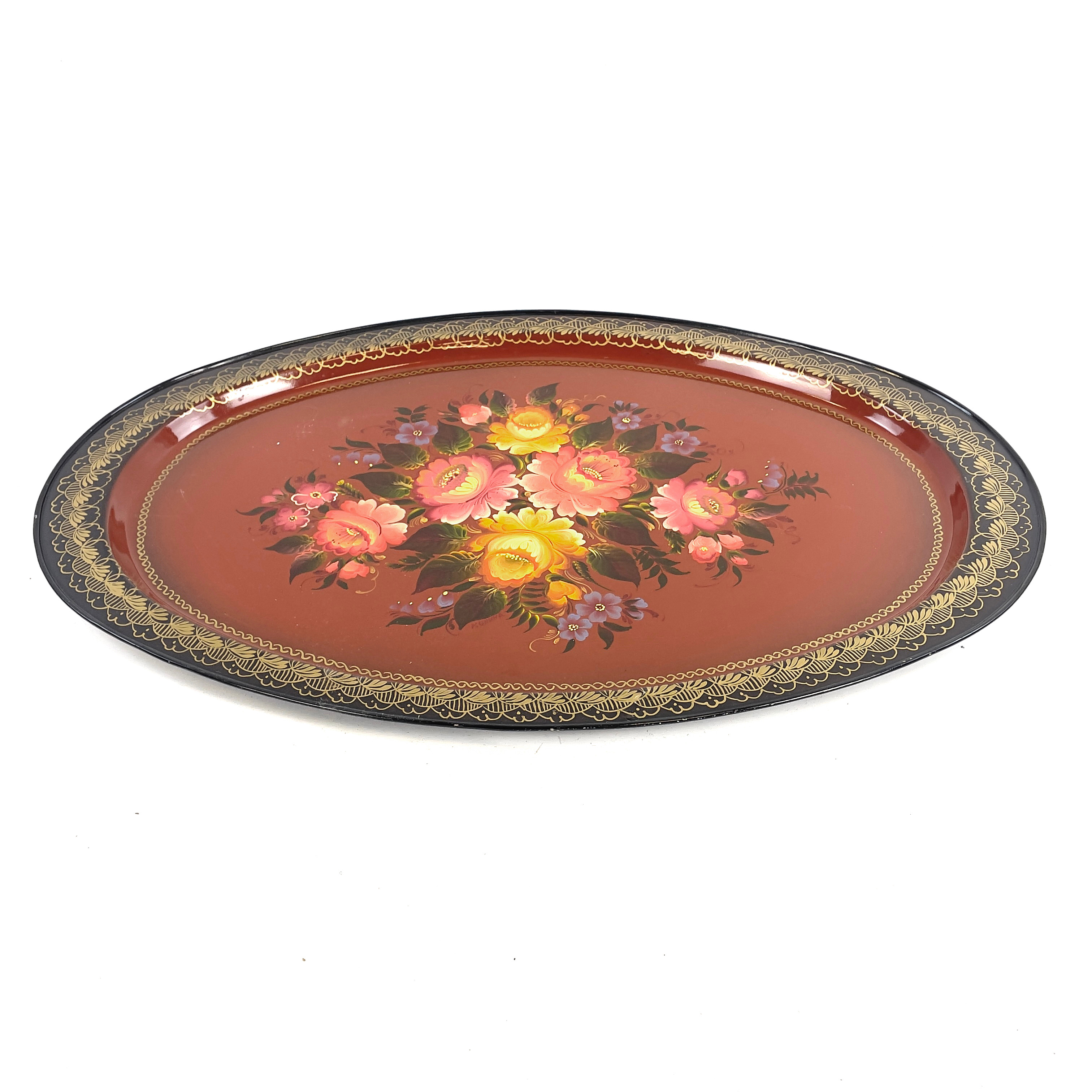 BRICKA. Bemålad plåt, Ryssland, signerad, 1900-tal.