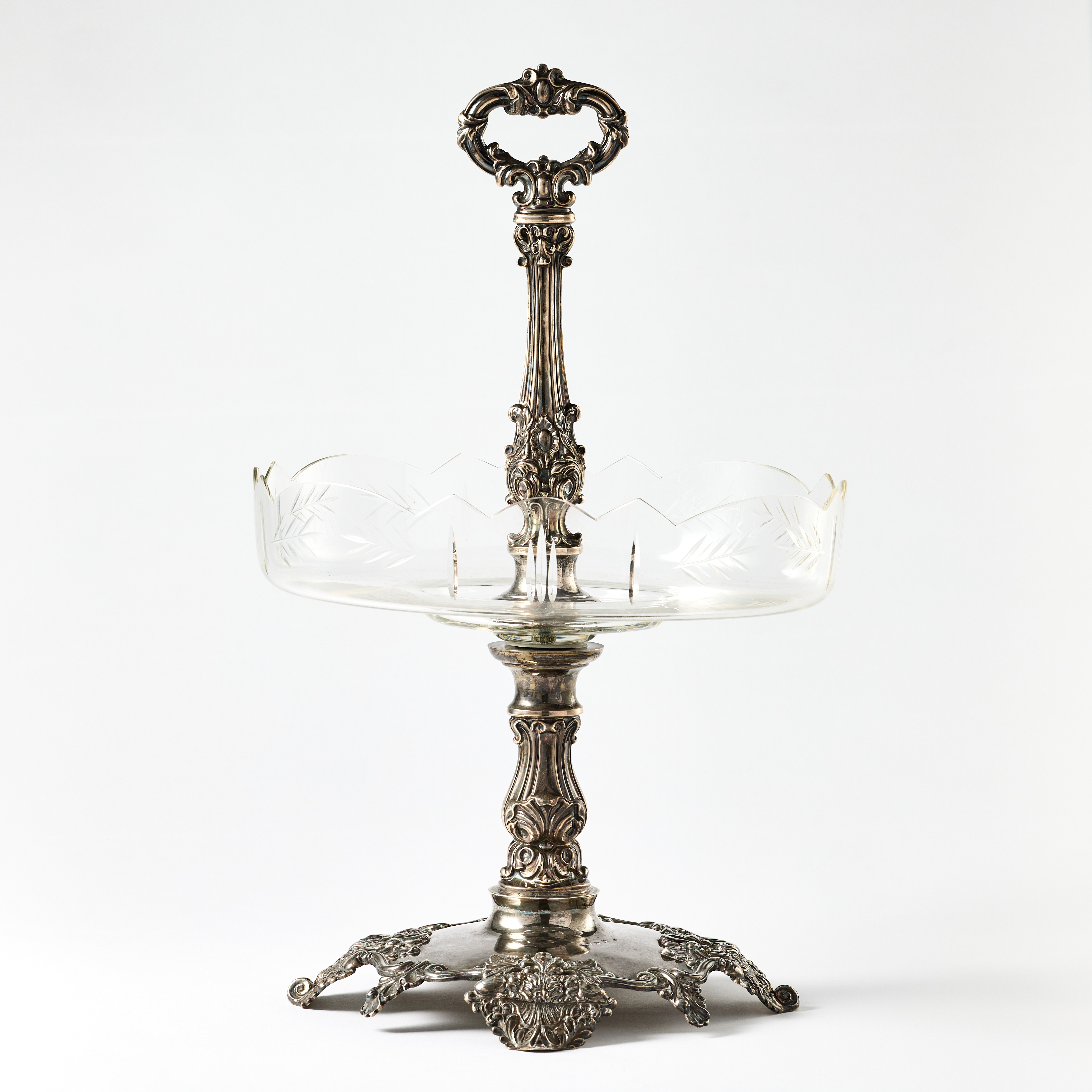 D. HERRMANSSON & CO. Uppsatsskål, silver och glas, Stockholm 1840. Nyrokoko.