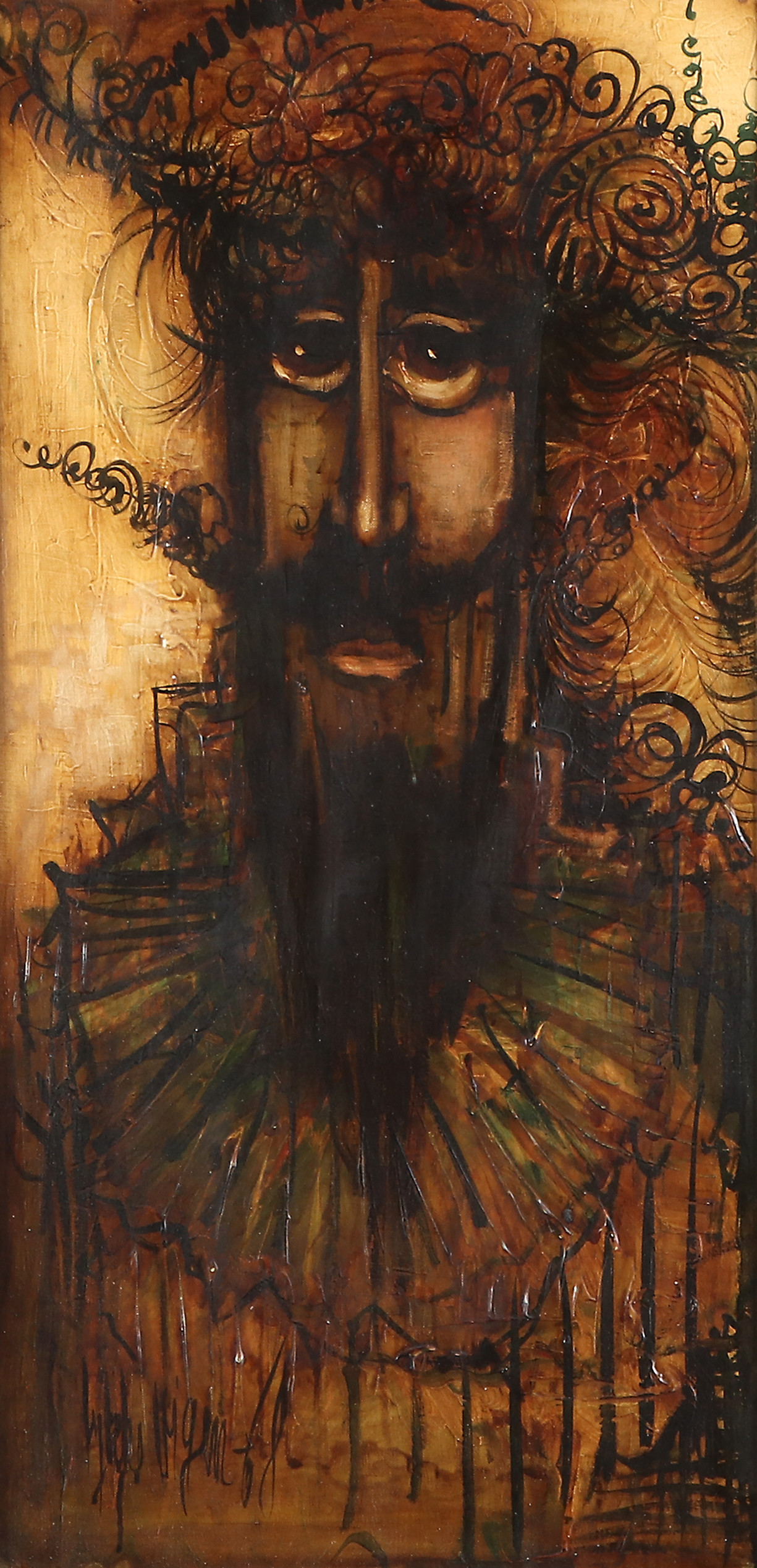 LYKKE VIGEN. Oljemålning på duk. Signerad och daterad -68. Mansporträtt.