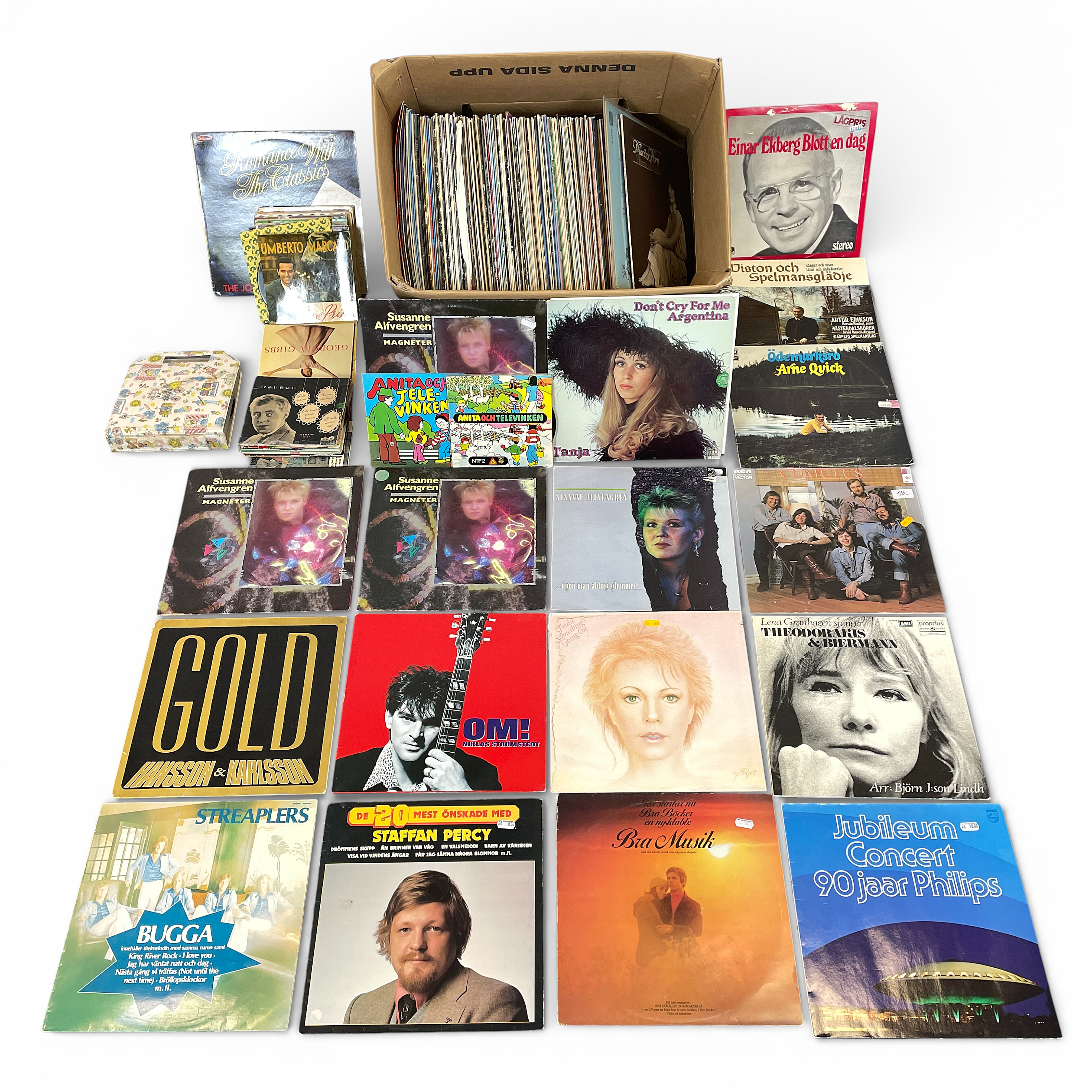 PARTI VINYLSKIVOR, ca 176 st. Pop, folkmusik, visor m.m.