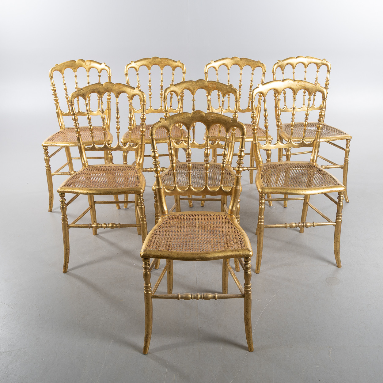 STOLAR, 8 st, "Kungl. slottet/ Utrikes Departementet". Napoleon III, 1880-/90-tal.