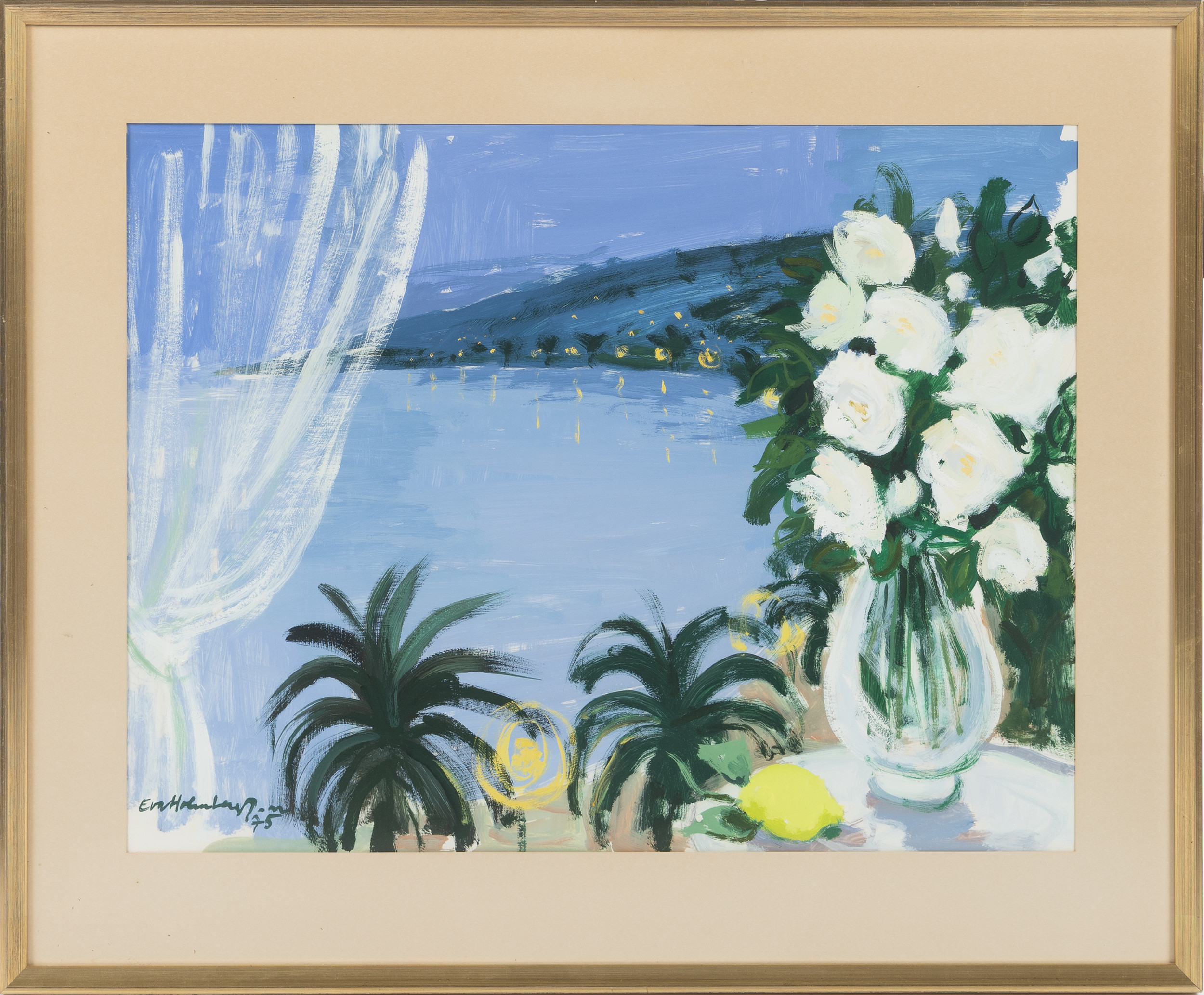 EVA HOLMBERG JACOBSSON (1910-2003). Gouache, 1975, motiv från Frankrike.