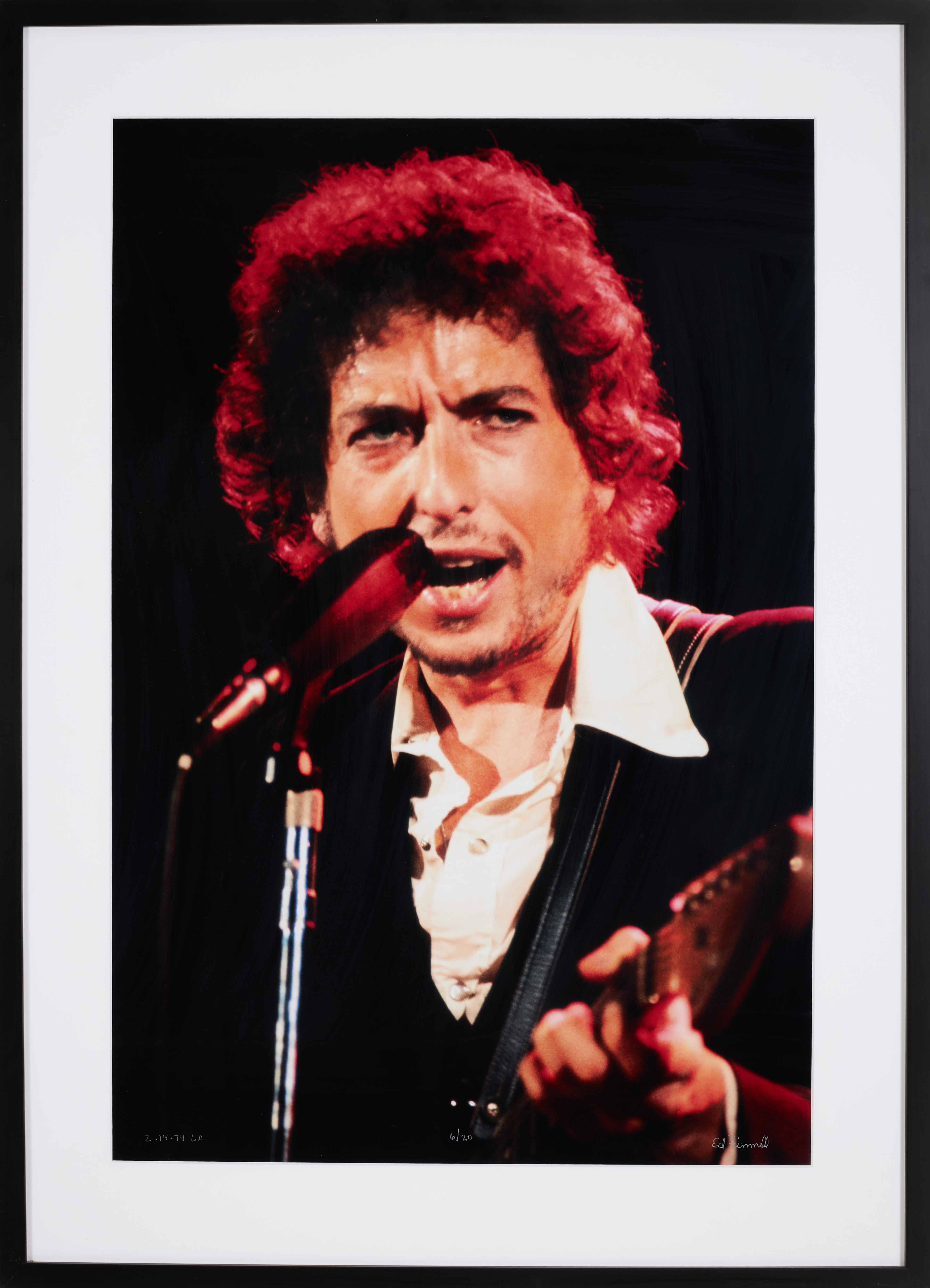 BOB DYLAN. Ed Finnell, fotografi, Los Angeles, February 14, 1974, ''Blood on the Tracks Tour'', signerad, numrerad 6/20.