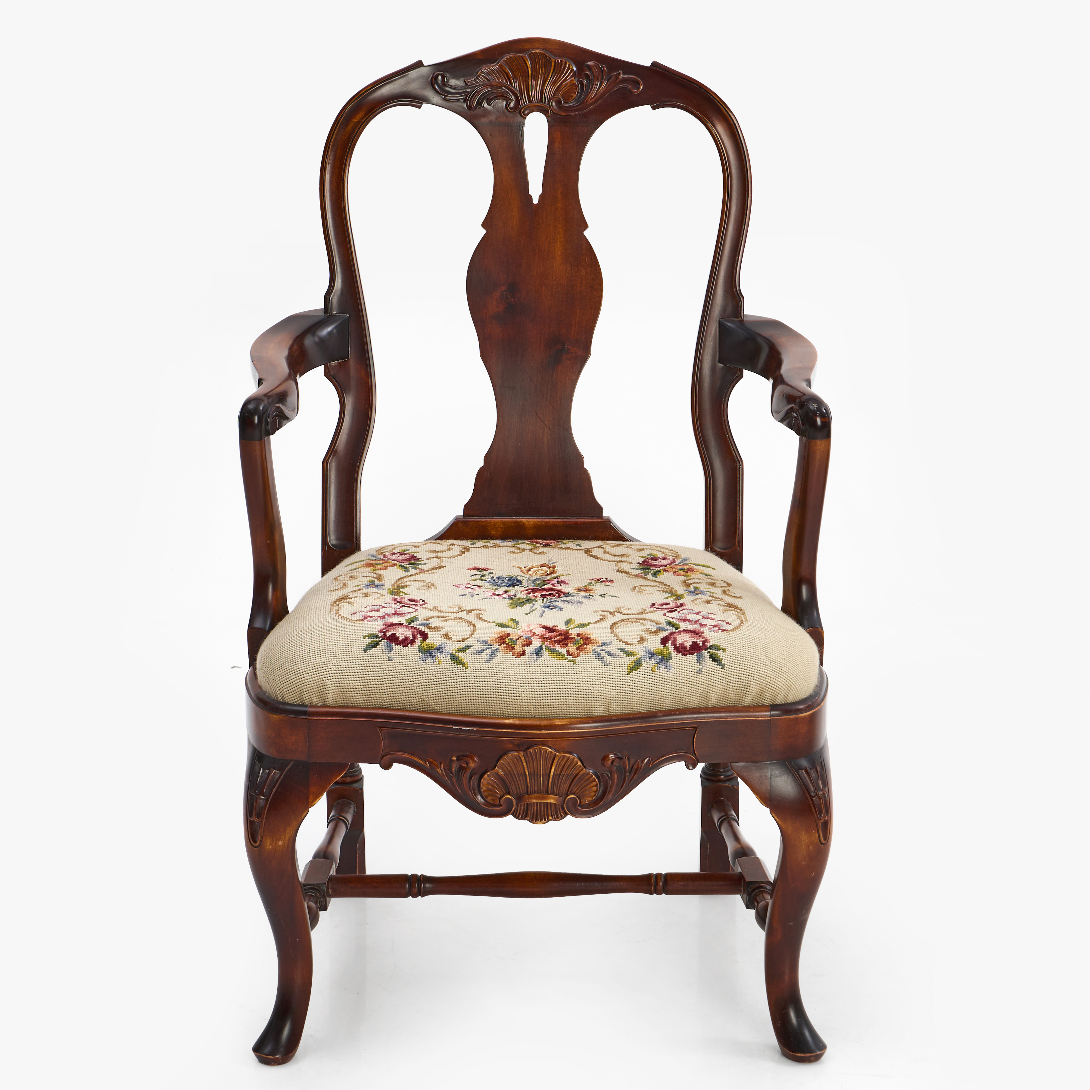 KARMSTOL, rokokostil/bondrokokostil, broderad sits, 1900-tal.