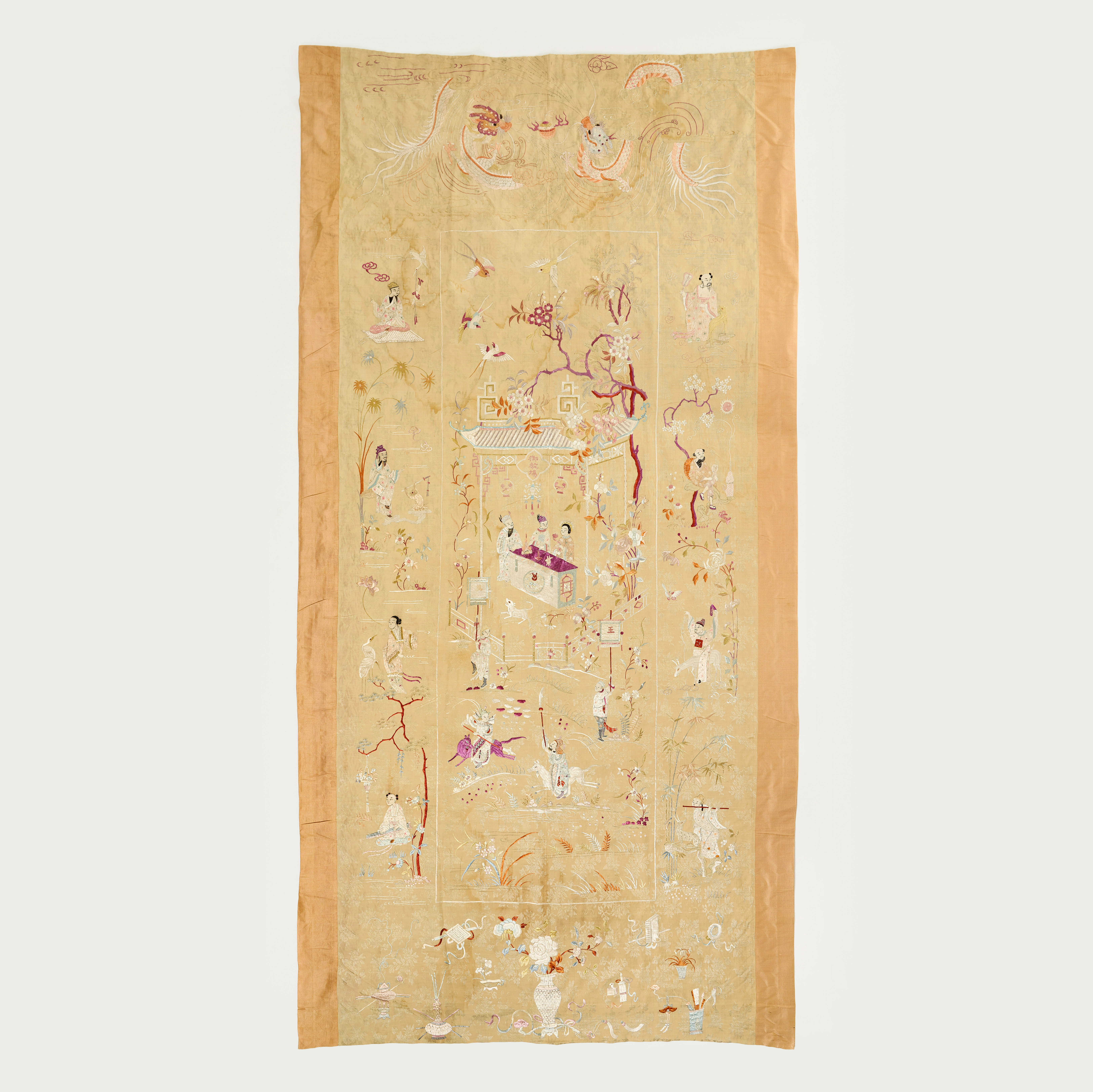 A Chinese Embroidered Silk 'Garden' Textile.