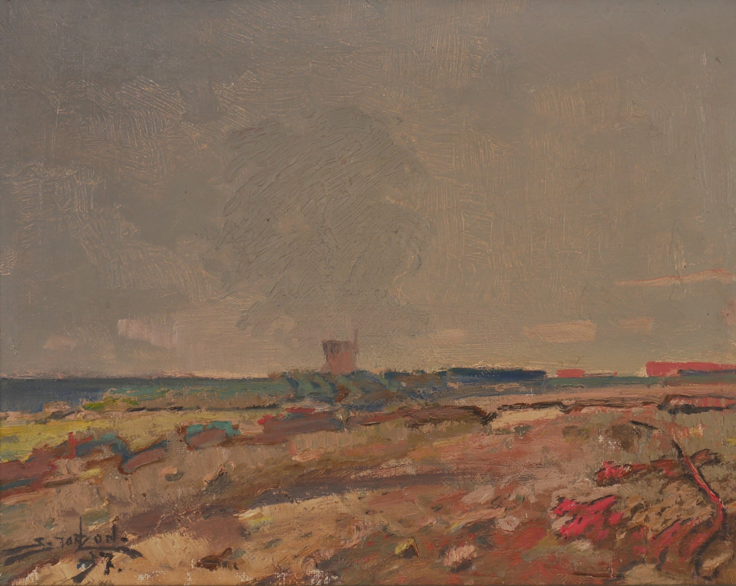 STIG JONZON. "Motiv från östra kusten, Öland", olja på duk, signerad S. Jonzon 37.