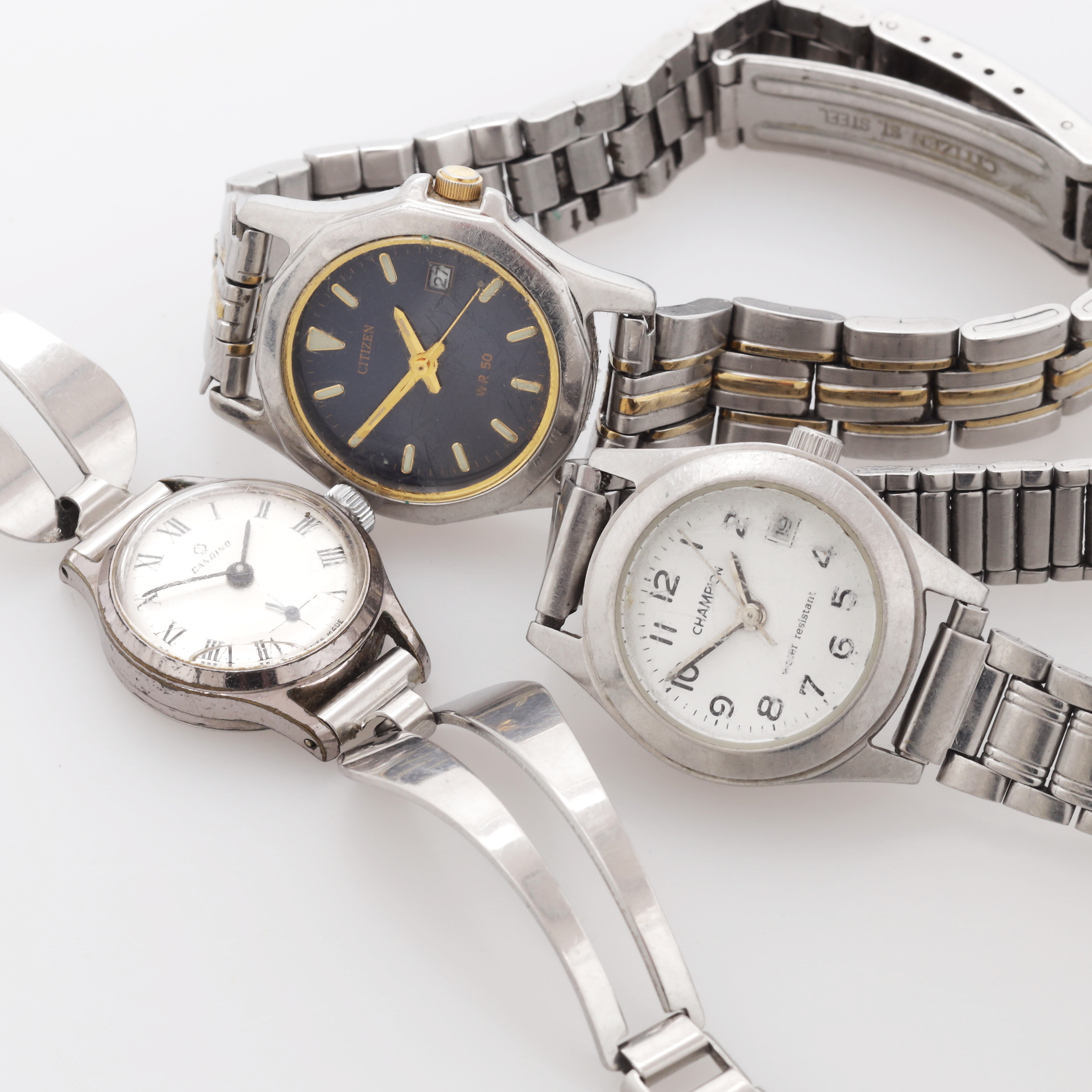 ARMBANDSUR, 3 st, Citizen, Champion och Candino, stål.