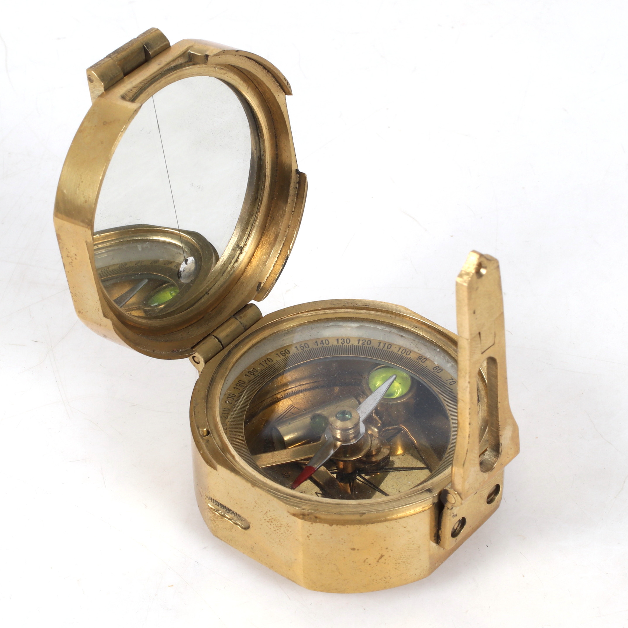 KOMPASS, mässing, i träetui, Natural Sine, Stanley London. 1900-tal.