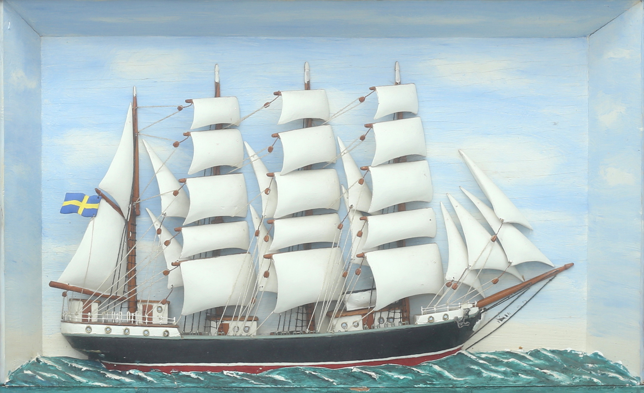 DIORAMA med fartyg, Joel Nilsson, 1900-talets mitt.