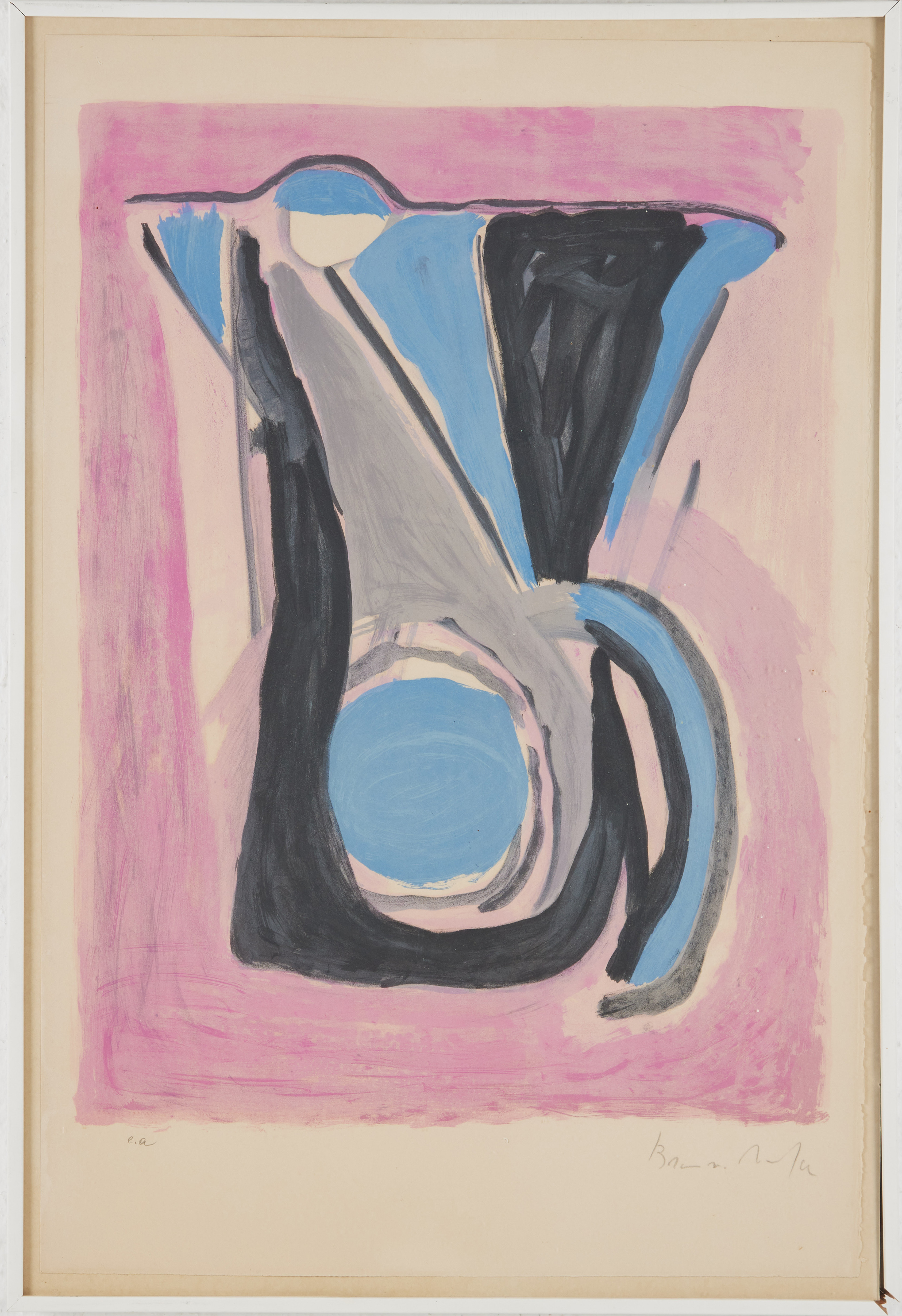 BRAM  VAN VELDE. Komposition, färglitografi, 1964.