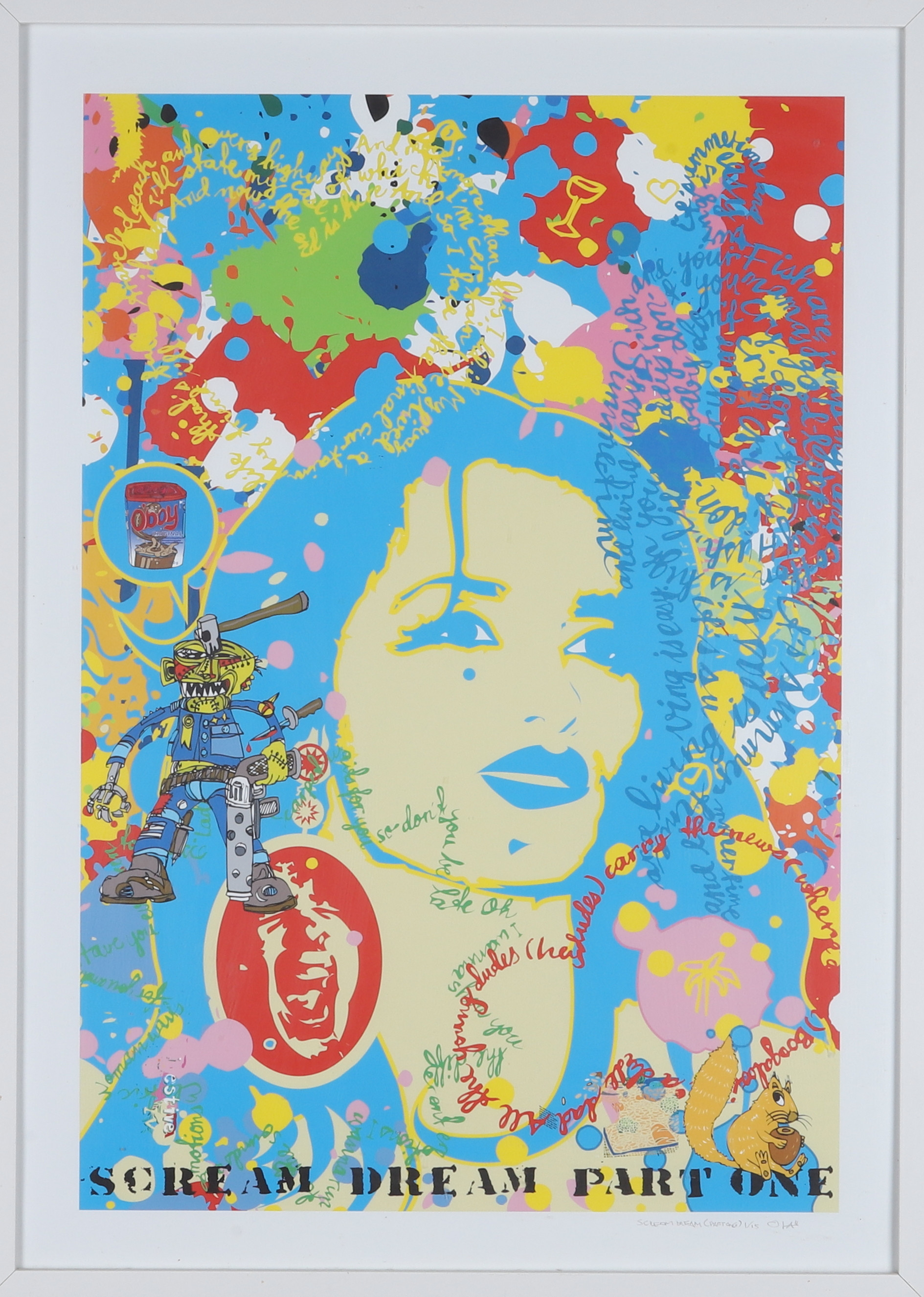 OLA CARLBERG. Färglitografi, " Scream Dream ( part one)", Signerad och numrerad 1/15.