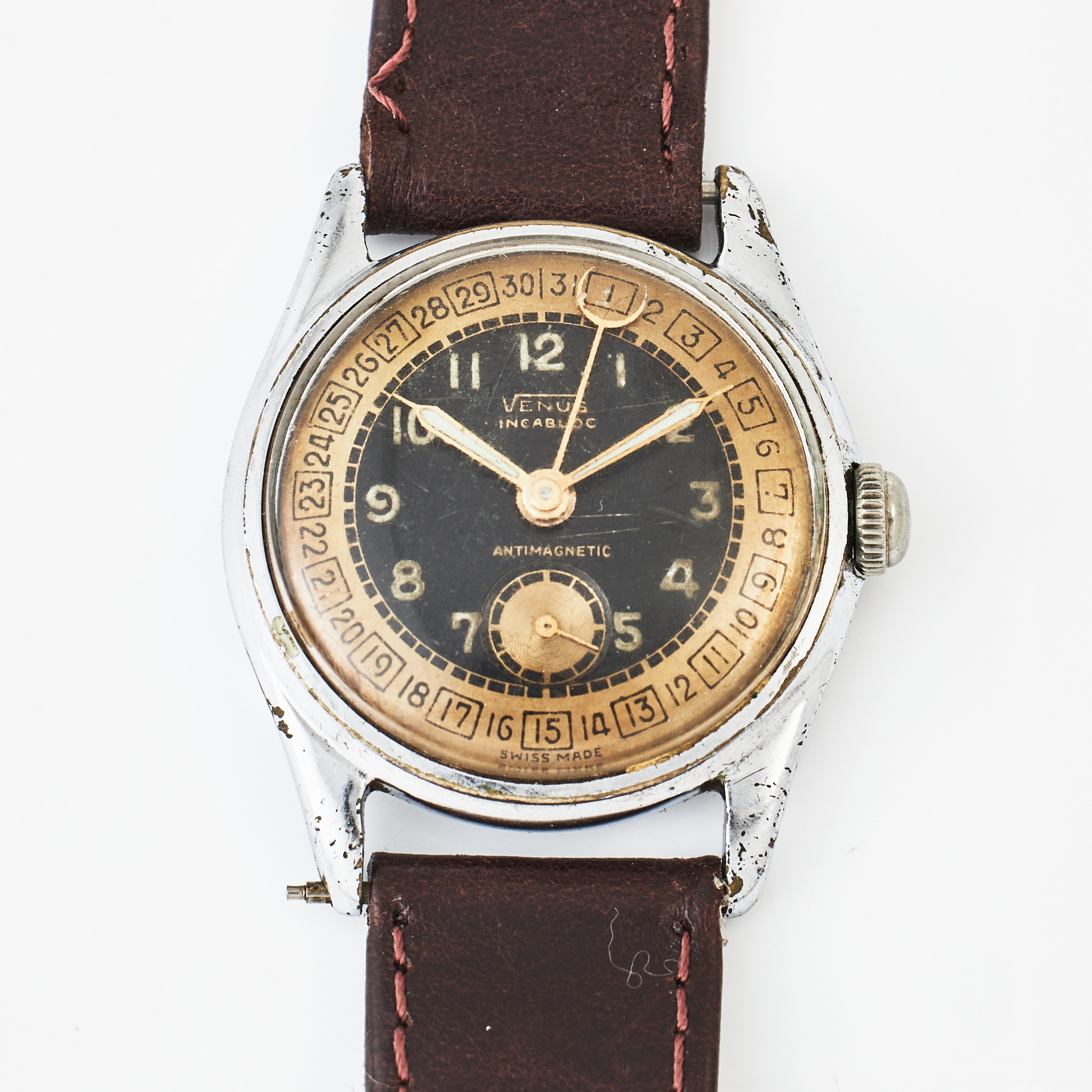 VENUS, armbandsur, 32 mm, stål/vitmetall, ca 1945.