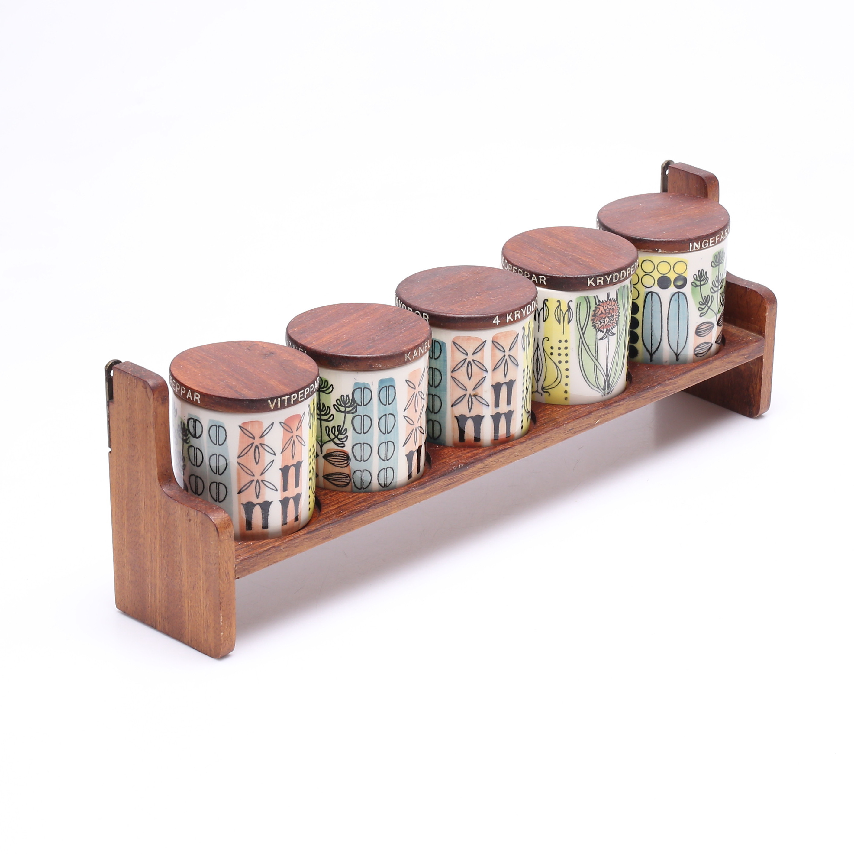 ANITA NYLUND. "Pepperino", kryddburkar, med teakhylla, Jie Gantofta.