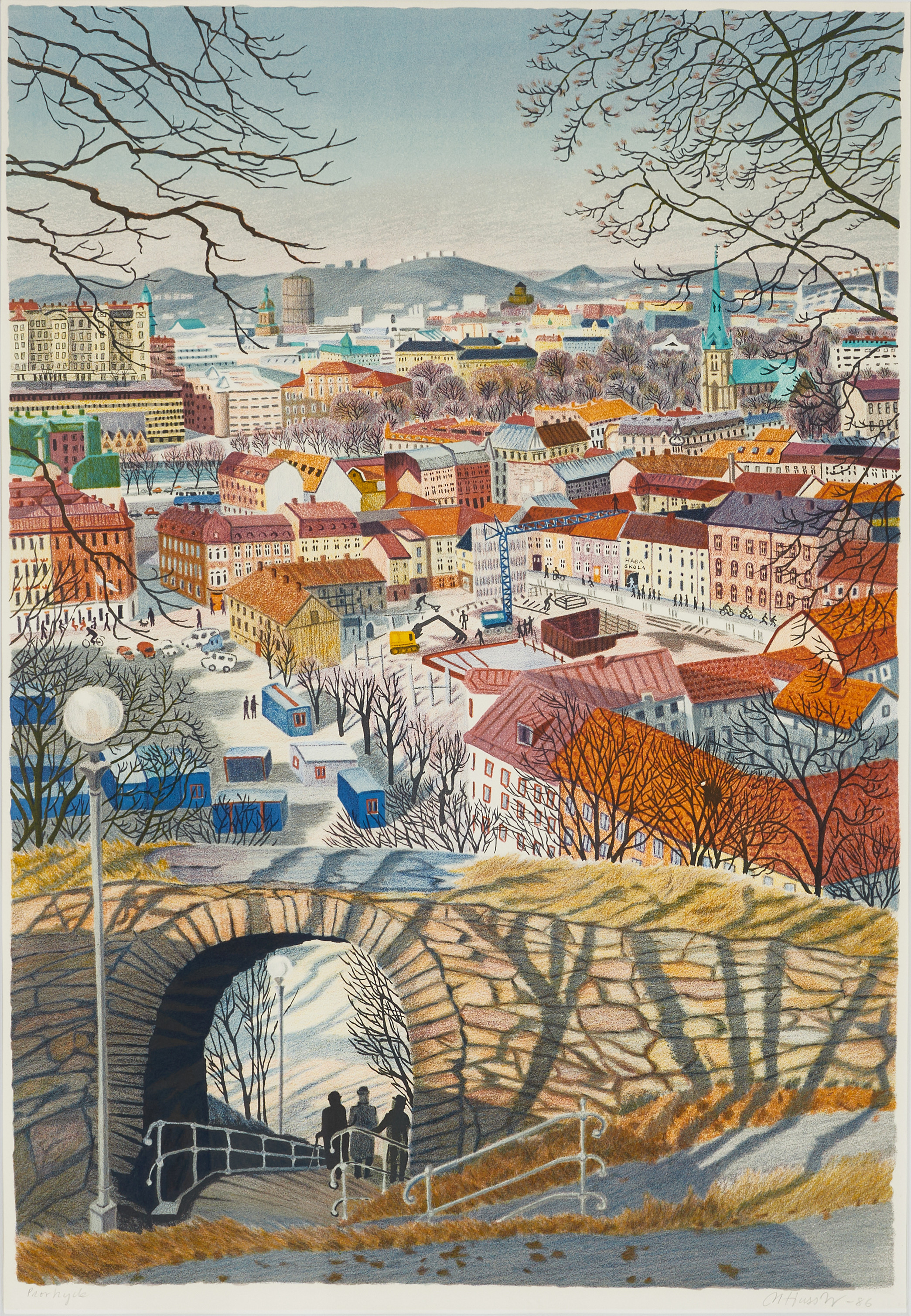 MONA HUSS WALIN (född 1944). "Haga lapptäcke", signerad och daterad -86, Provtryck, färglitografi.