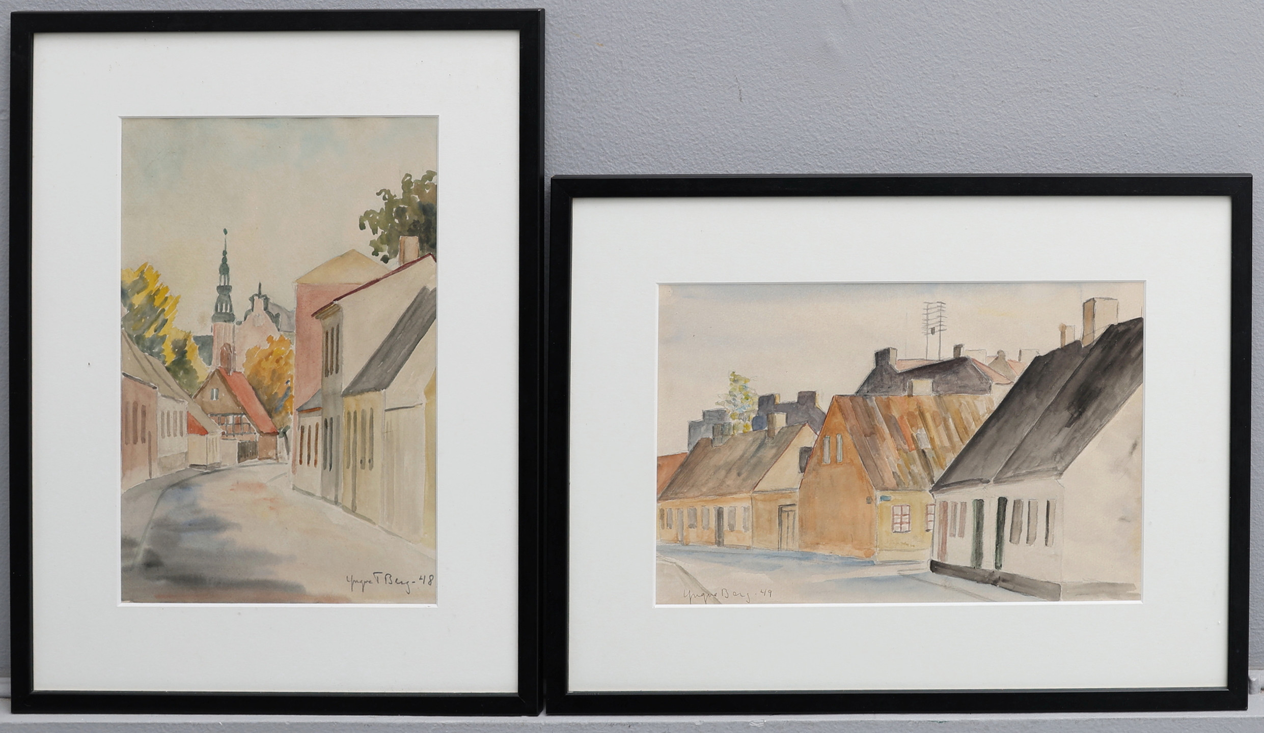 YNGVE BERG. 2 ST AKVARELLER, SANKT ANNEGATAN & KULTURKVADRANTEN, SIGNERADE OCH DATERADE 48-49.