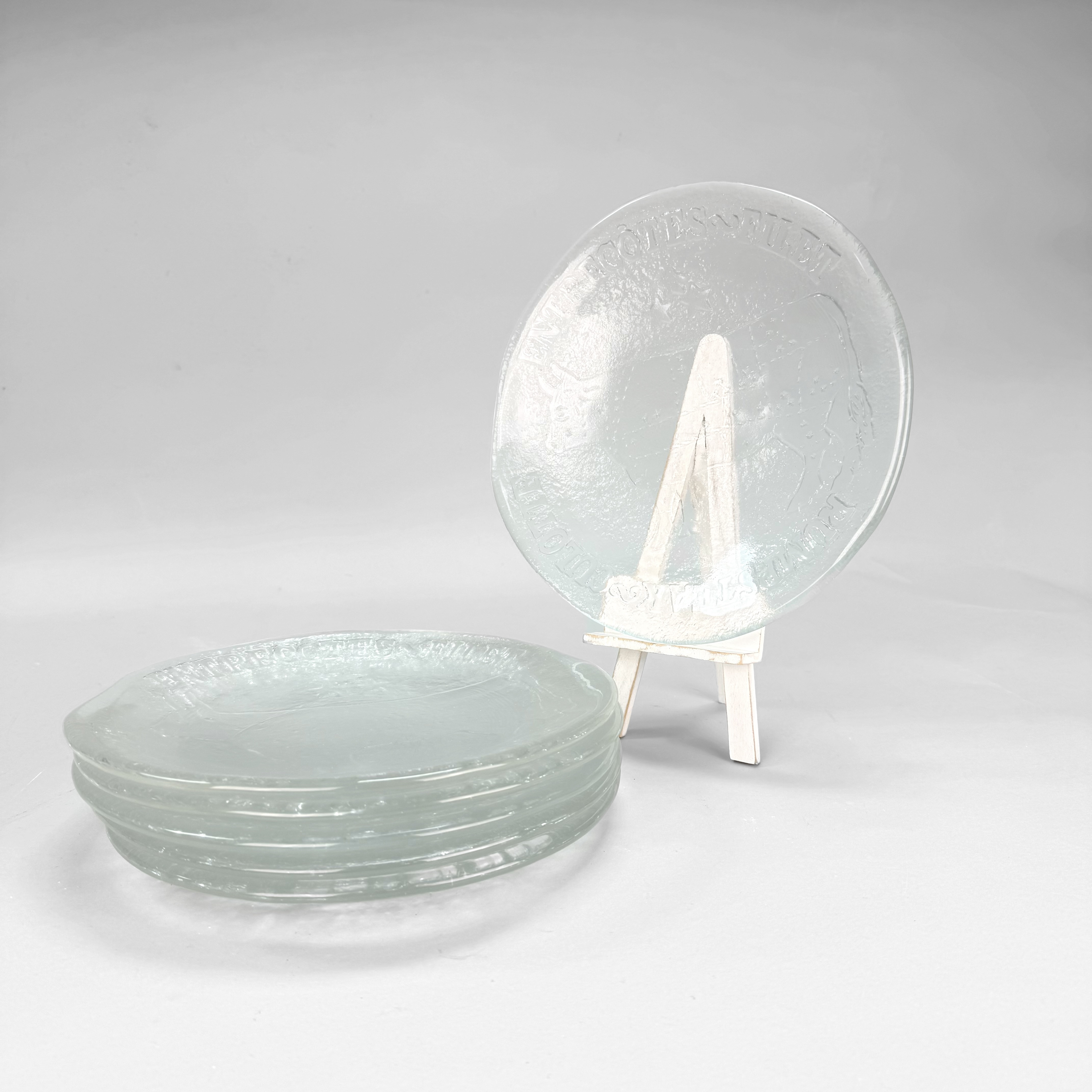 TALLRIKAR - 6st, glas, entrecote, Pukeberg, 1900-talets andra hälft.