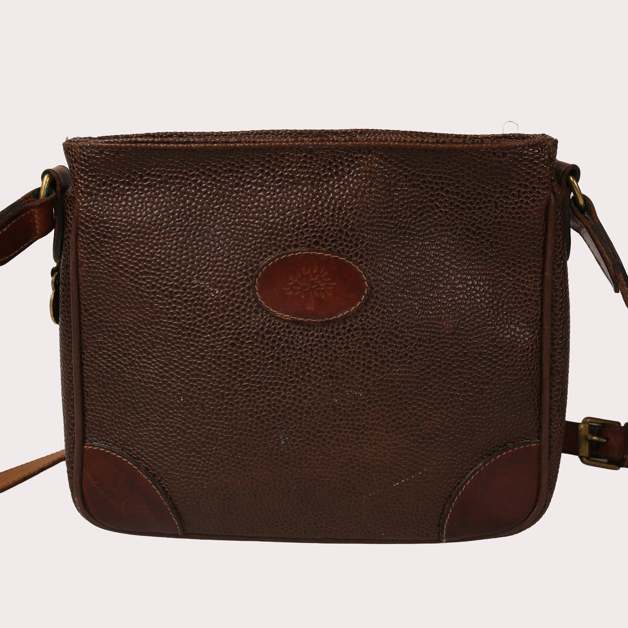 HANDVÄSKA MULBERRY, präglat skinn, axelrem.