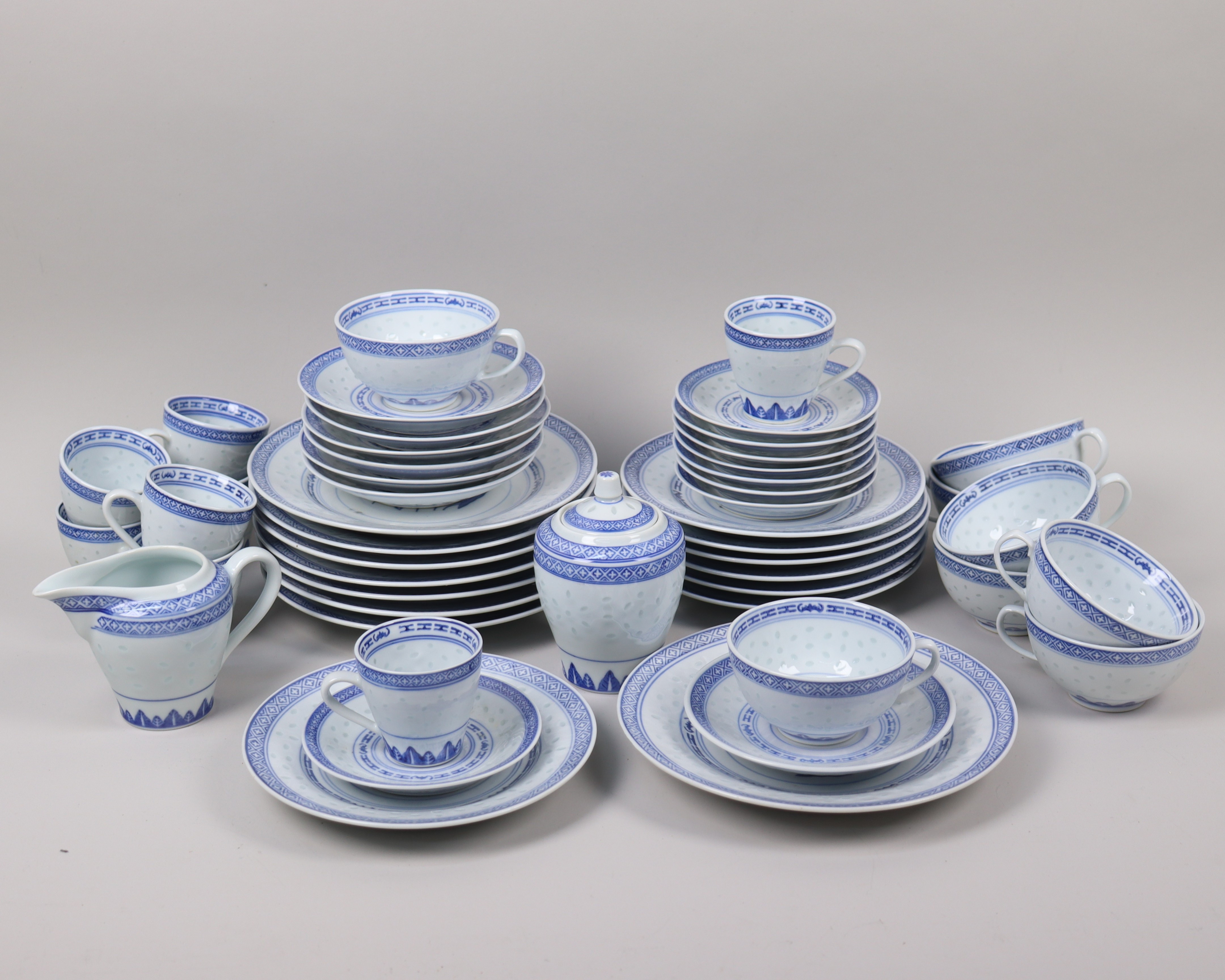 KAFFE -/TESERVIS, Jingdezhen, Kina, riskornsporslin, 48 delar.